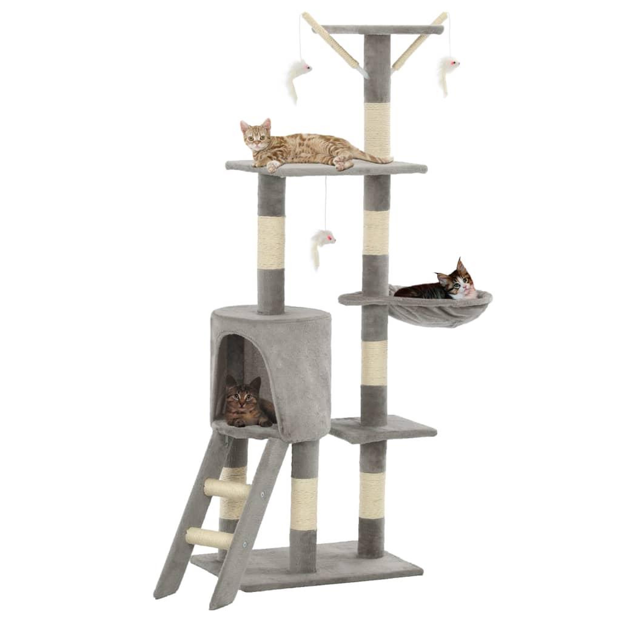 Voir la diapositive 1 : VIDAXL Arbre a chat avec griffoirs en sisal 138 cm Gris