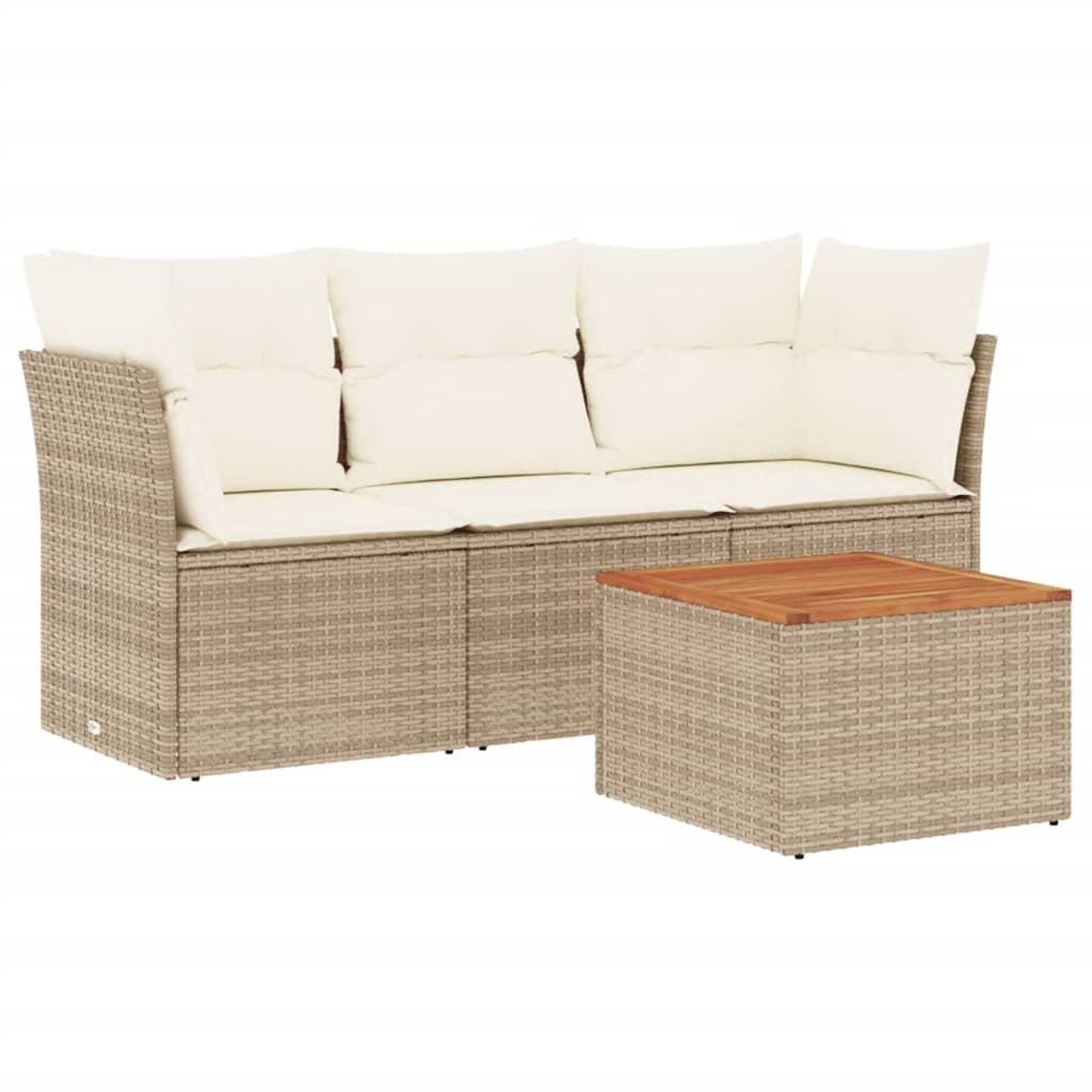 Voir la diapositive 2 : VIDAXL Salon de jardin avec coussins 4 pcs beige resine tressee
