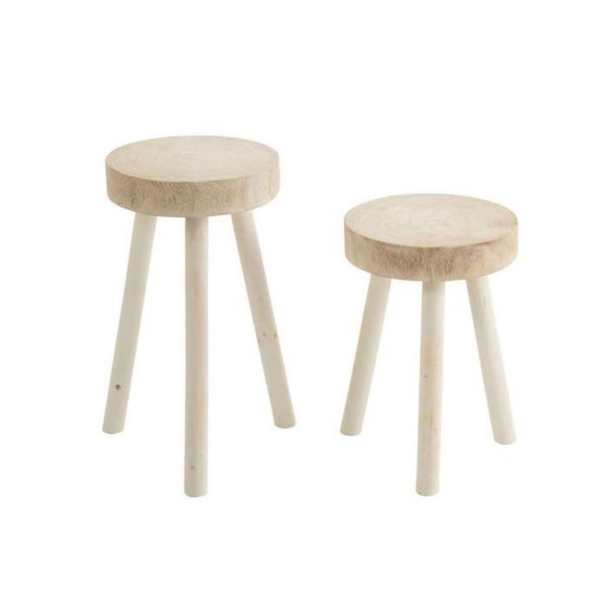 Paris Prix Lot de 2 Tabourets en Bois  Jenny  56cm Blanc