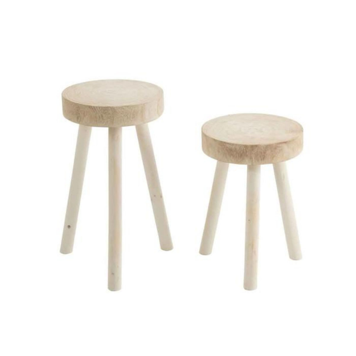 Paris Prix Lot de 2 Tabourets en Bois  Jenny  56cm Blanc