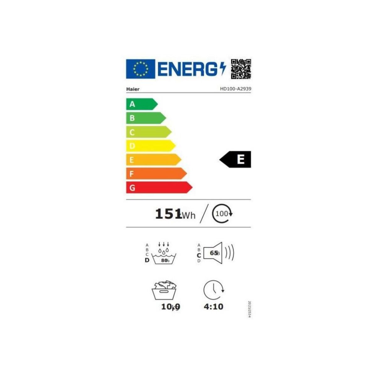 HAIER Sèche linge pompe à chaleur HD100-A2939-FR
