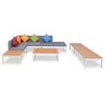 VIDAXL Salon de jardin 5 pcs avec coussins Aluminium et WPC