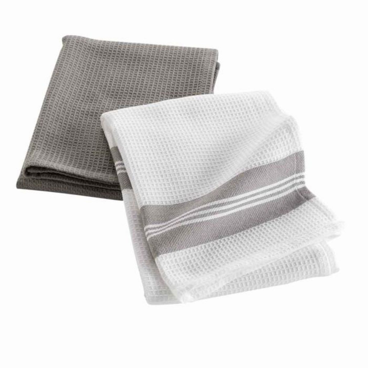 Paris Prix Lot de 2 Torchons en Coton  Cappuccino  50x70cm Marron