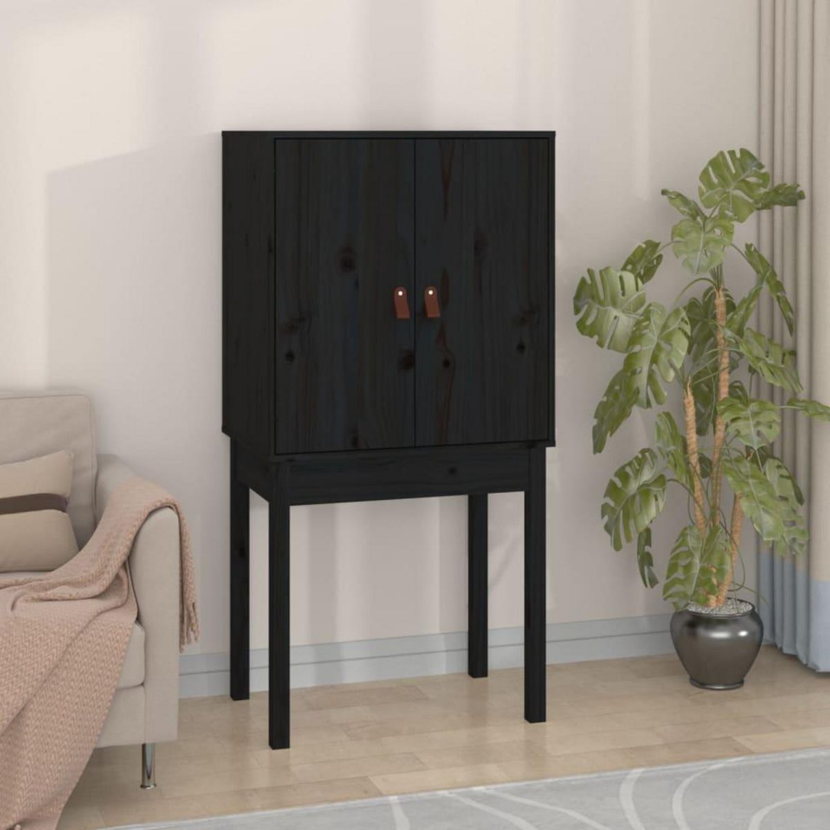 VIDAXL Buffet haut Noir 60x40x120 cm Bois massif de pin