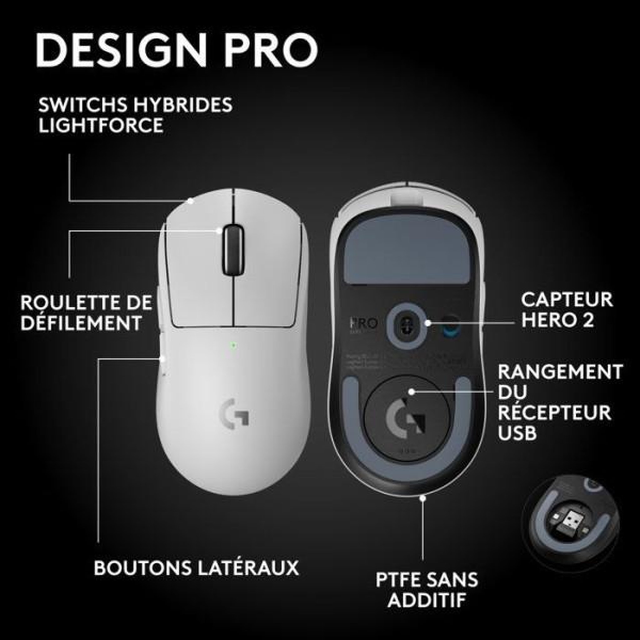 Voir la diapositive 6 : Logitech Souris gamer sans fil pro x superlight 2 se blanche