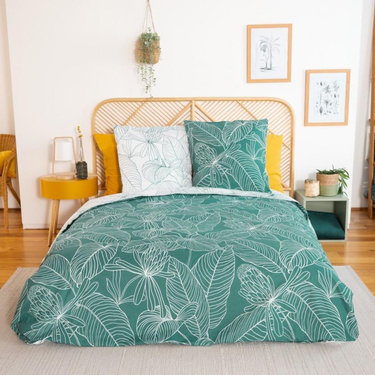 COTE DECO Housse de couette réversible 260x240 TILDA + 2 taies 100% coton adouci 57 fils/cm2