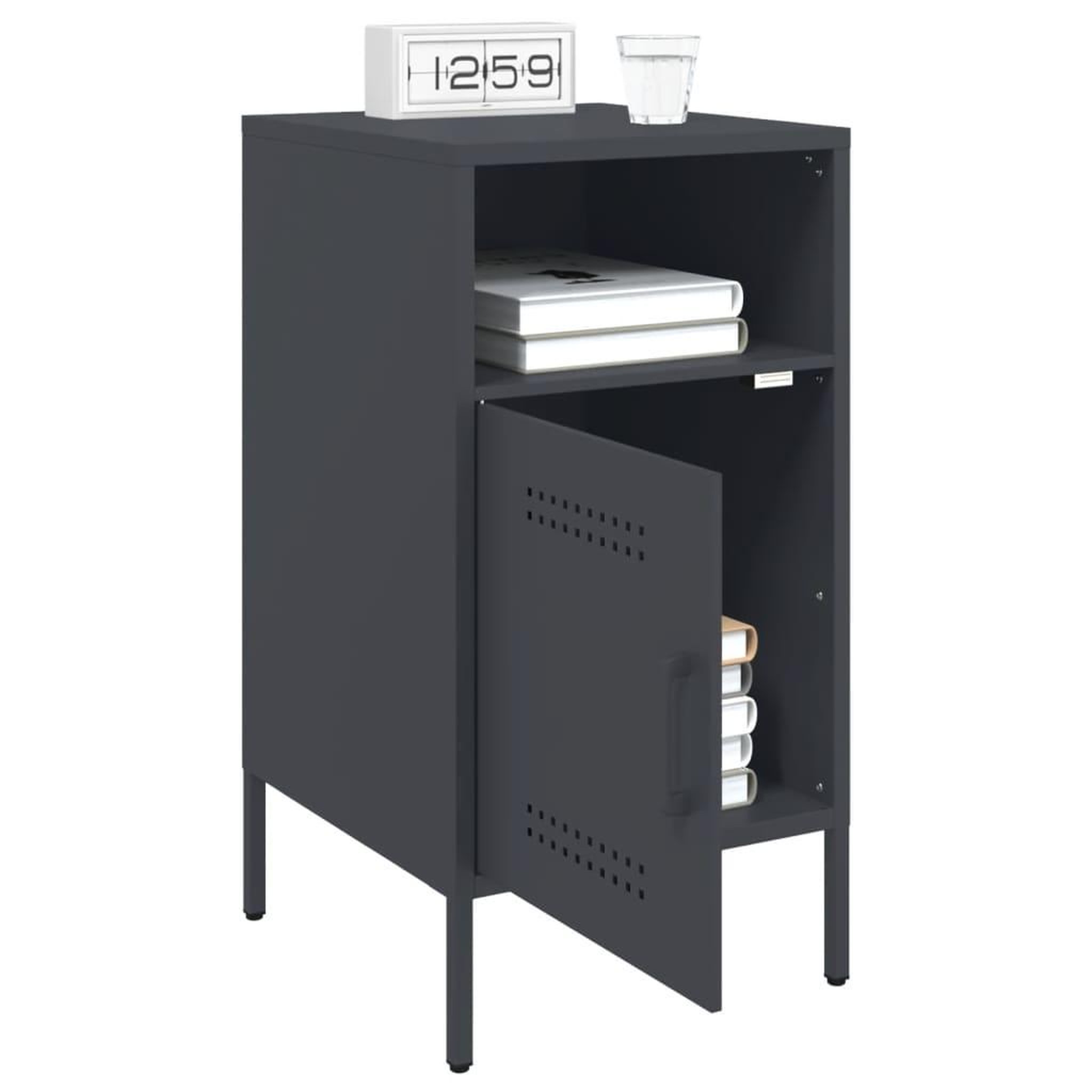 Voir la diapositive 5 : VIDAXL Table de chevet anthracite 36x39x68 cm acier