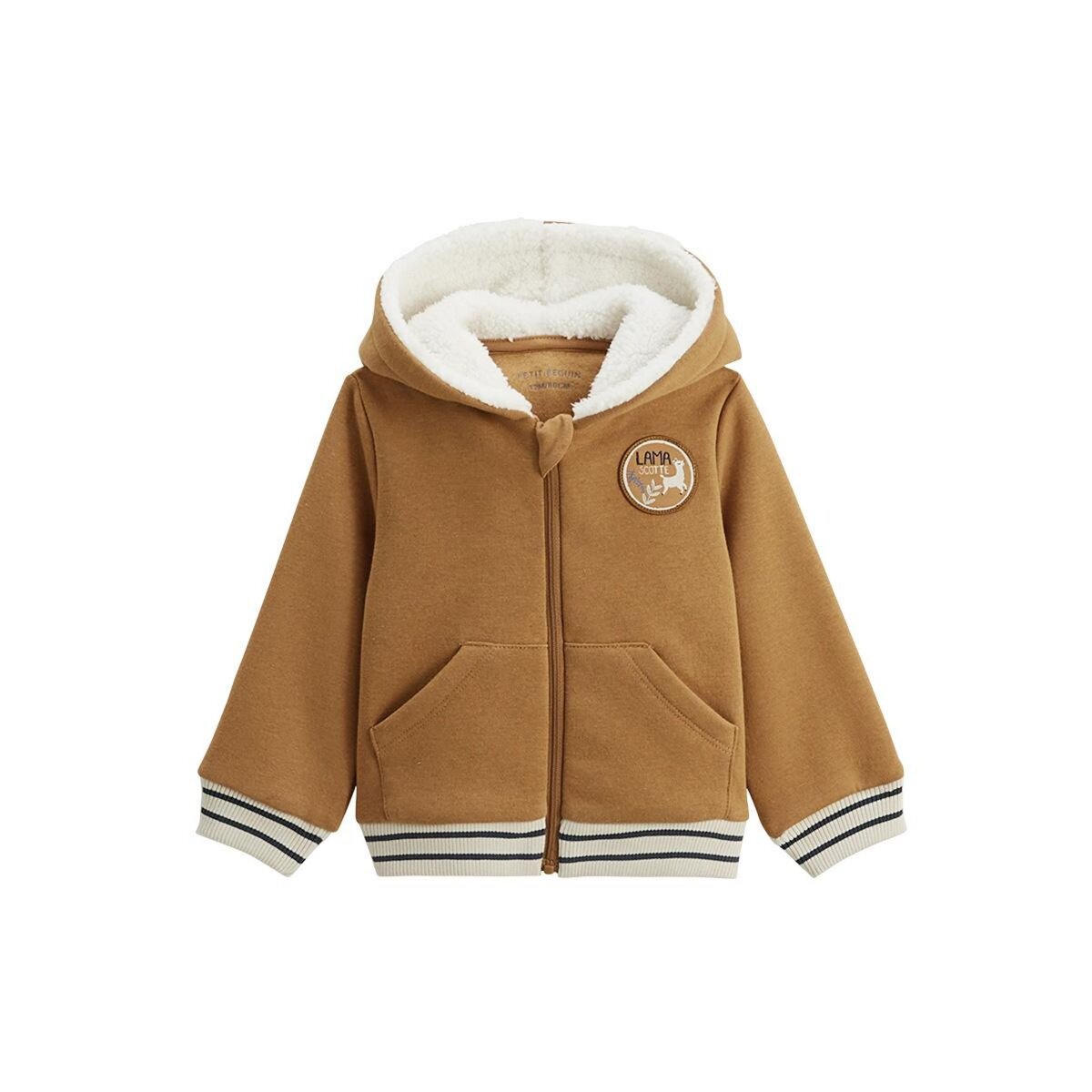 Petit Béguin Sweat à capuche zippé enfant en molleton Lamascotte