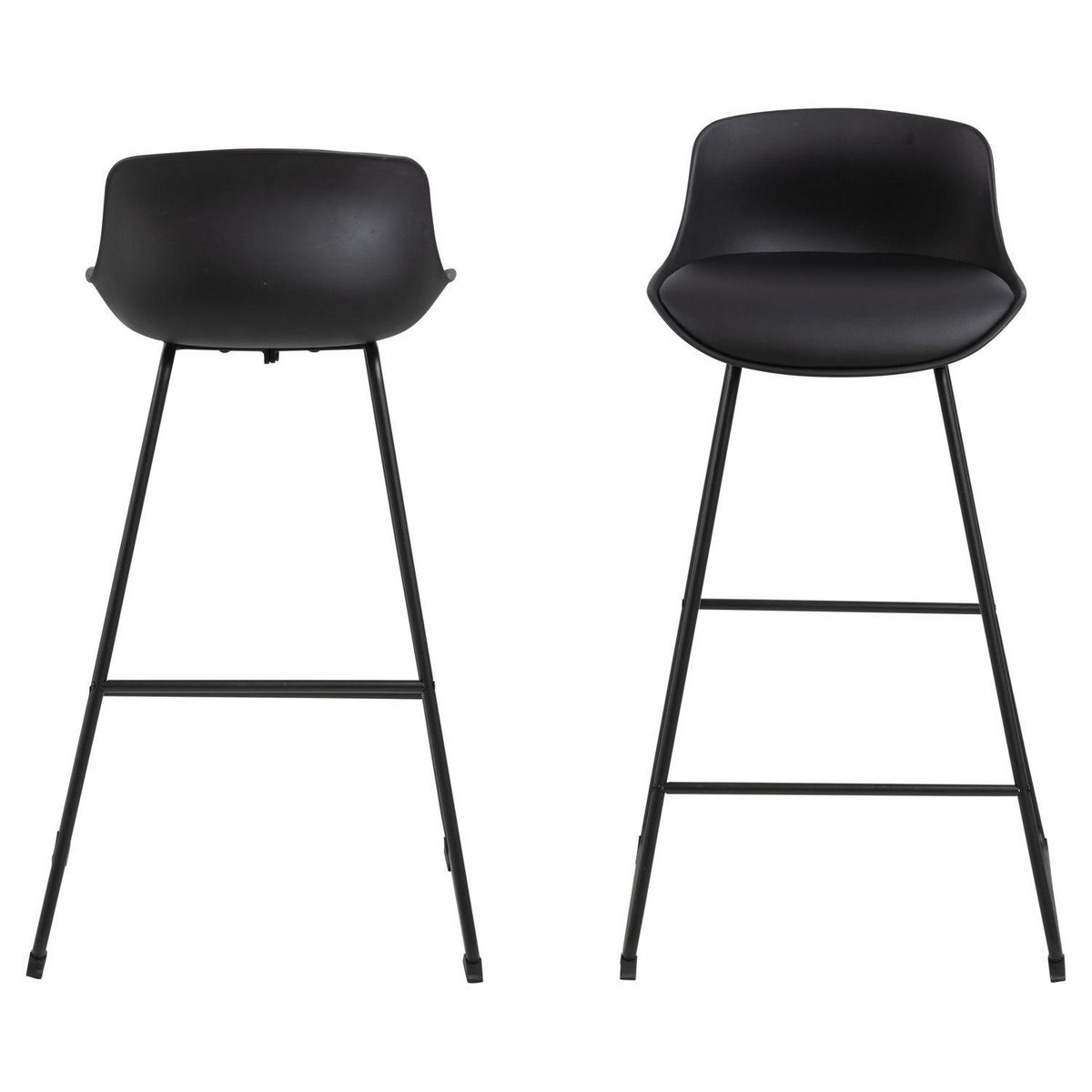 TOILINUX Lot de 2 tabourets de bar en polypropylène et métal - Noir