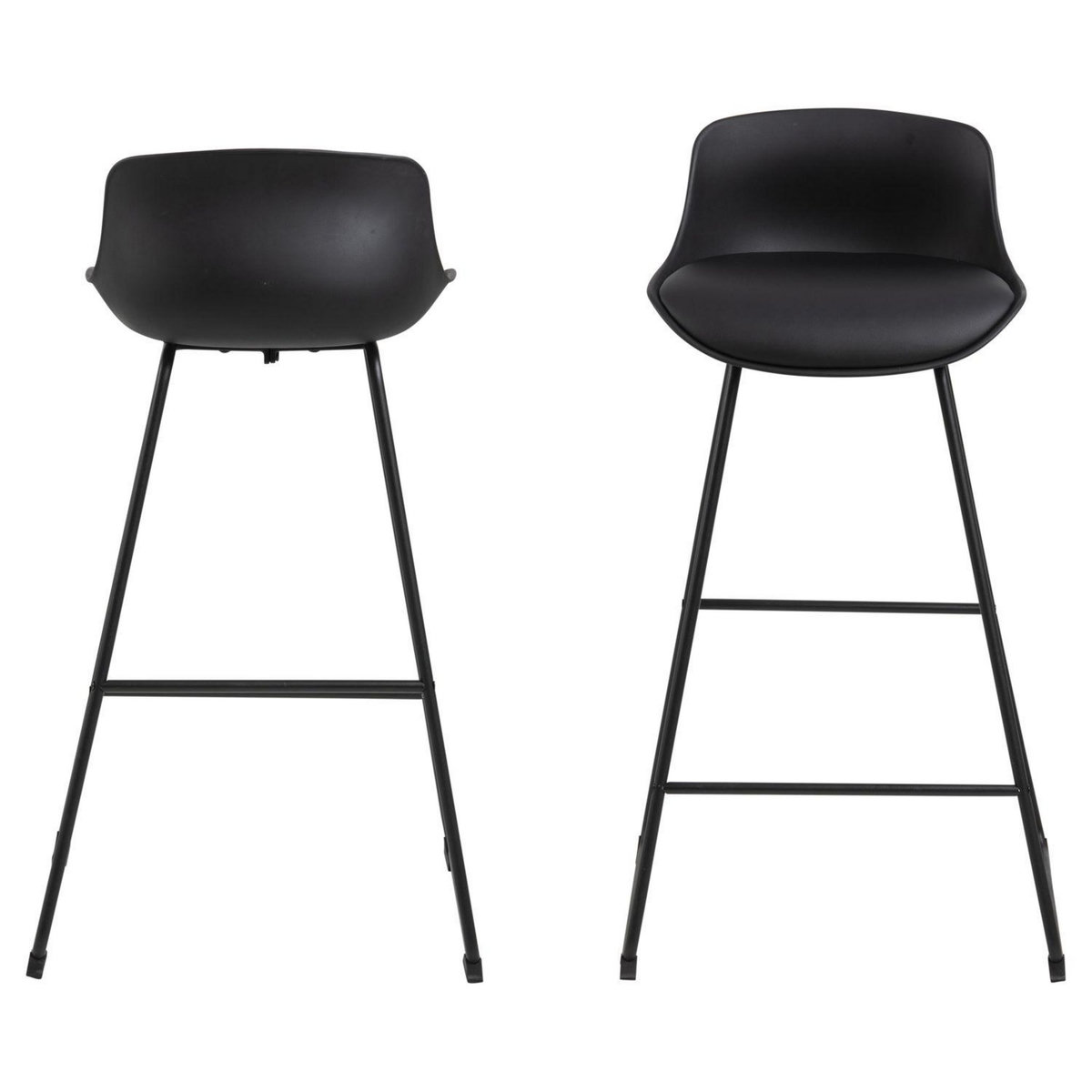 TOILINUX Lot de 2 tabourets de bar en polypropylène et métal - Noir