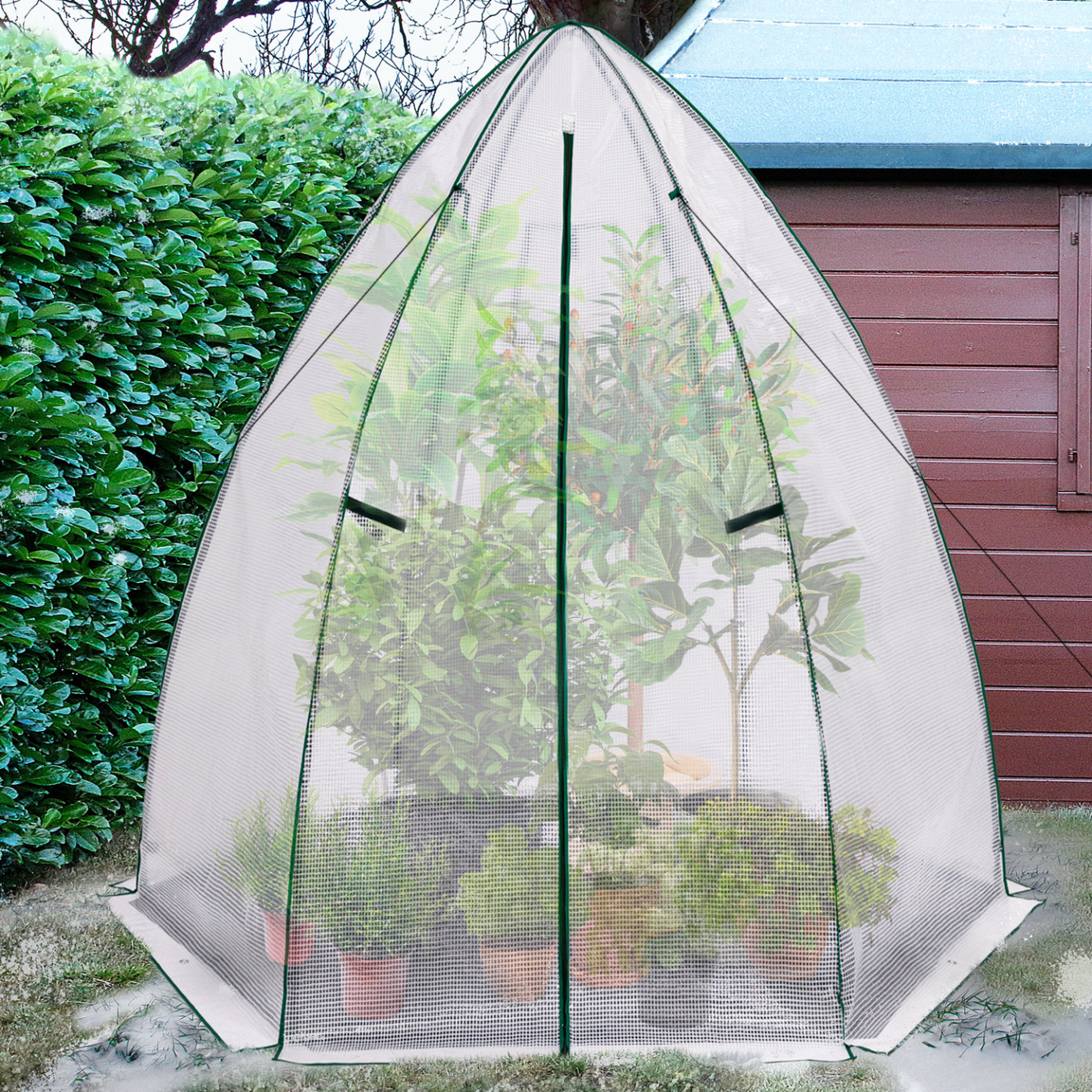 Voir la diapositive 4 : ID MARKET Serre d'hivernage dôme maxi format 250 x 250 x 200 cm balcon et terrasse