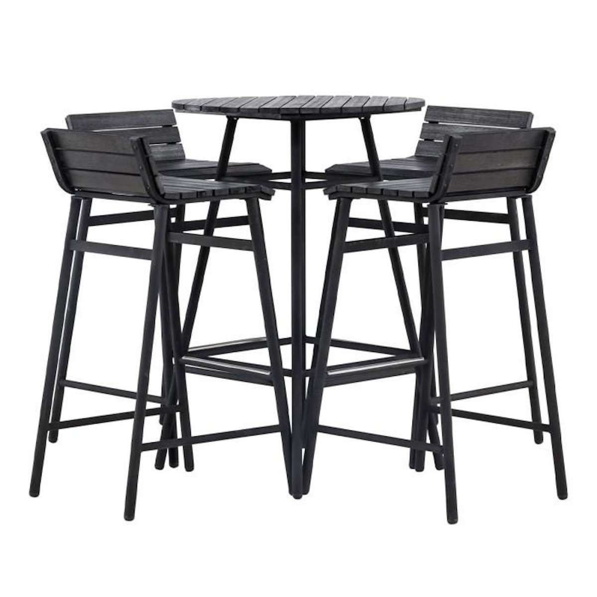 Paris Prix Ensemble Table de Bar de Jardin & 4 Tabourets  Mexico  95cm Noir