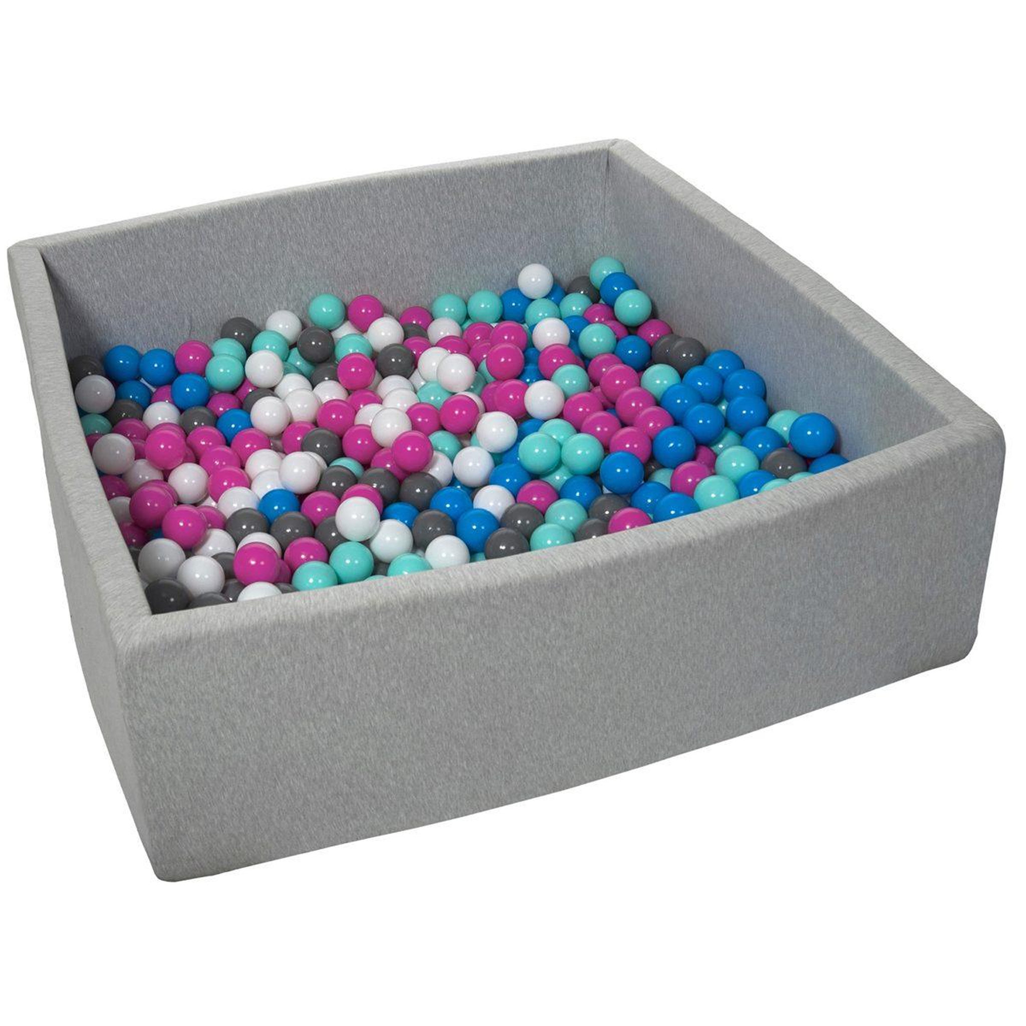 VELINDA Piscine à balles pour enfant, 20x120 cm, aire de jeu + 600 balles blanc, bleu, rose, gris, turquoise