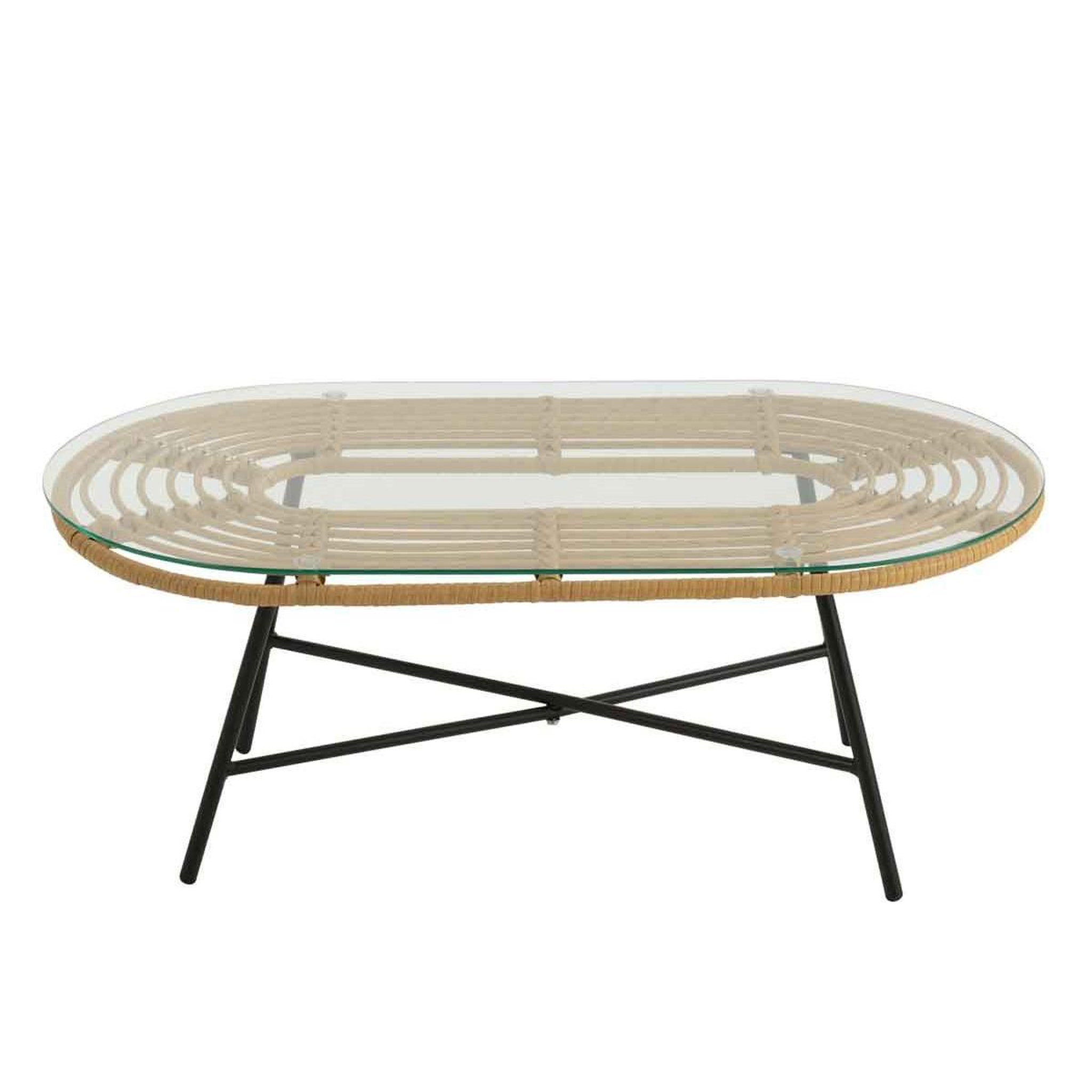 Voir la diapositive 2 : J-LINE Table Basse de Jardin  Celeste  90cm Naturel & Noir