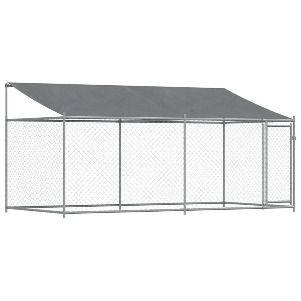 VIDAXL Cage pour chien avec toit et porte gris 4x2x2 m acier galvanise