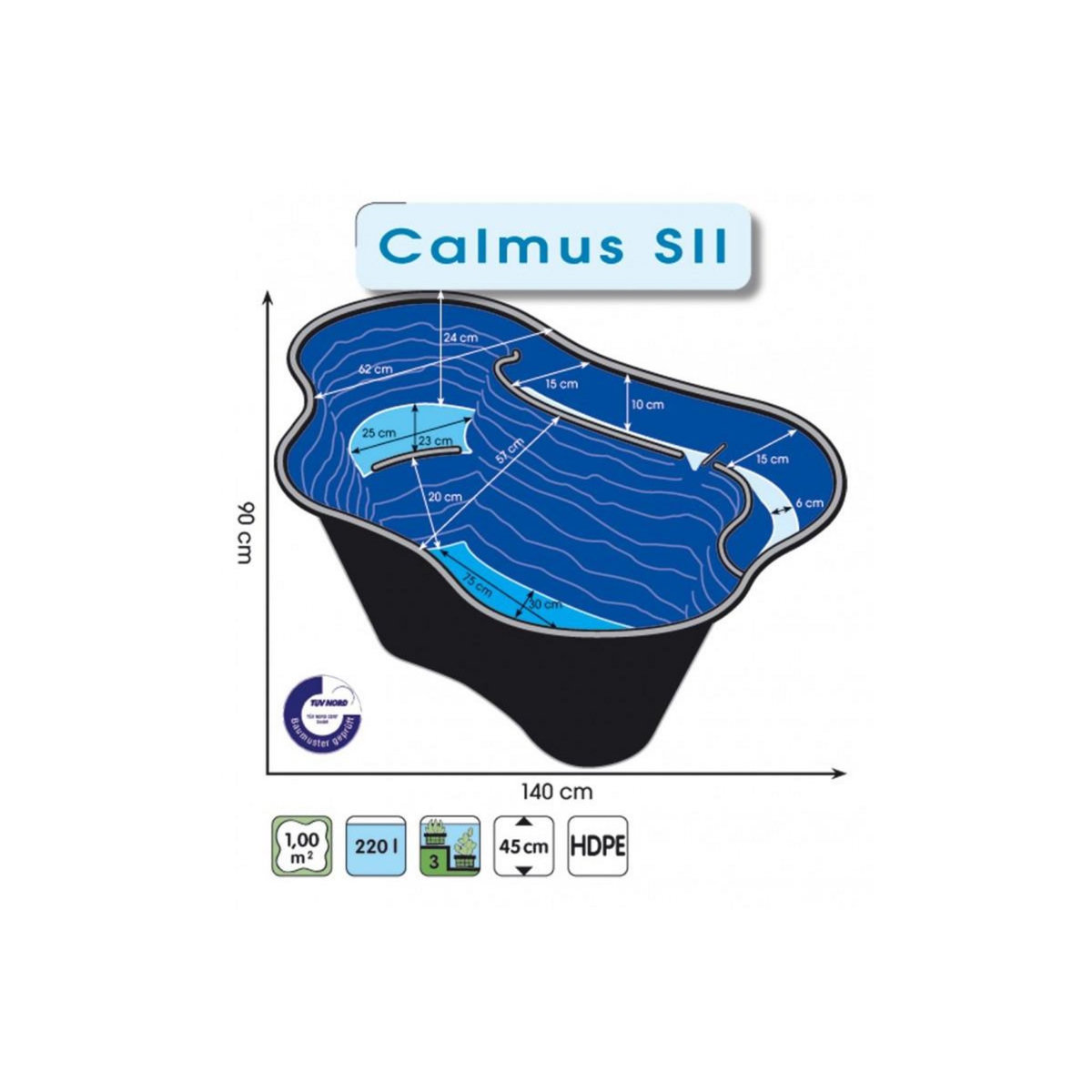 Ubbink Bassin préformé Calmus - 1 m2 - 220 L - Ubbink