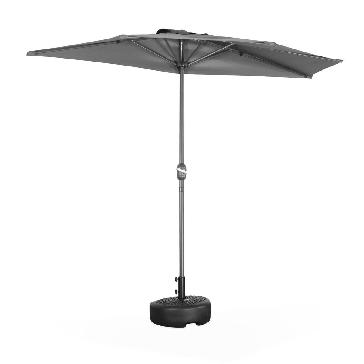 SWEEEK Parasol de balcon Ø250cm  – CALVI – Demi-parasol droit, mât central en aluminium avec manivelle d'ouverture