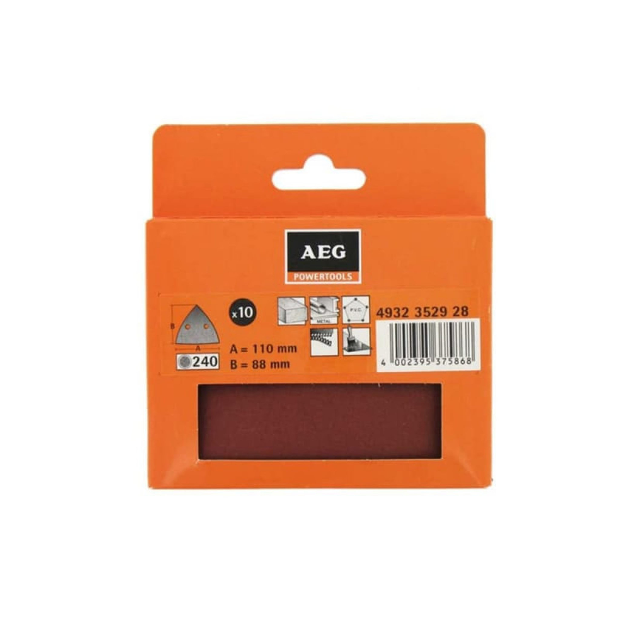 Voir la diapositive 2 : AEG Kit 10 triangles abrasifs AEG grain 240 pour ponceuse vibrante 4932352928