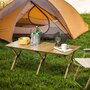 OUTSUNNY Table de camping pique-nique jardin pliable en aluminium avec sac de transport - dim. 116L x 60l x 45H cm - aspect bois