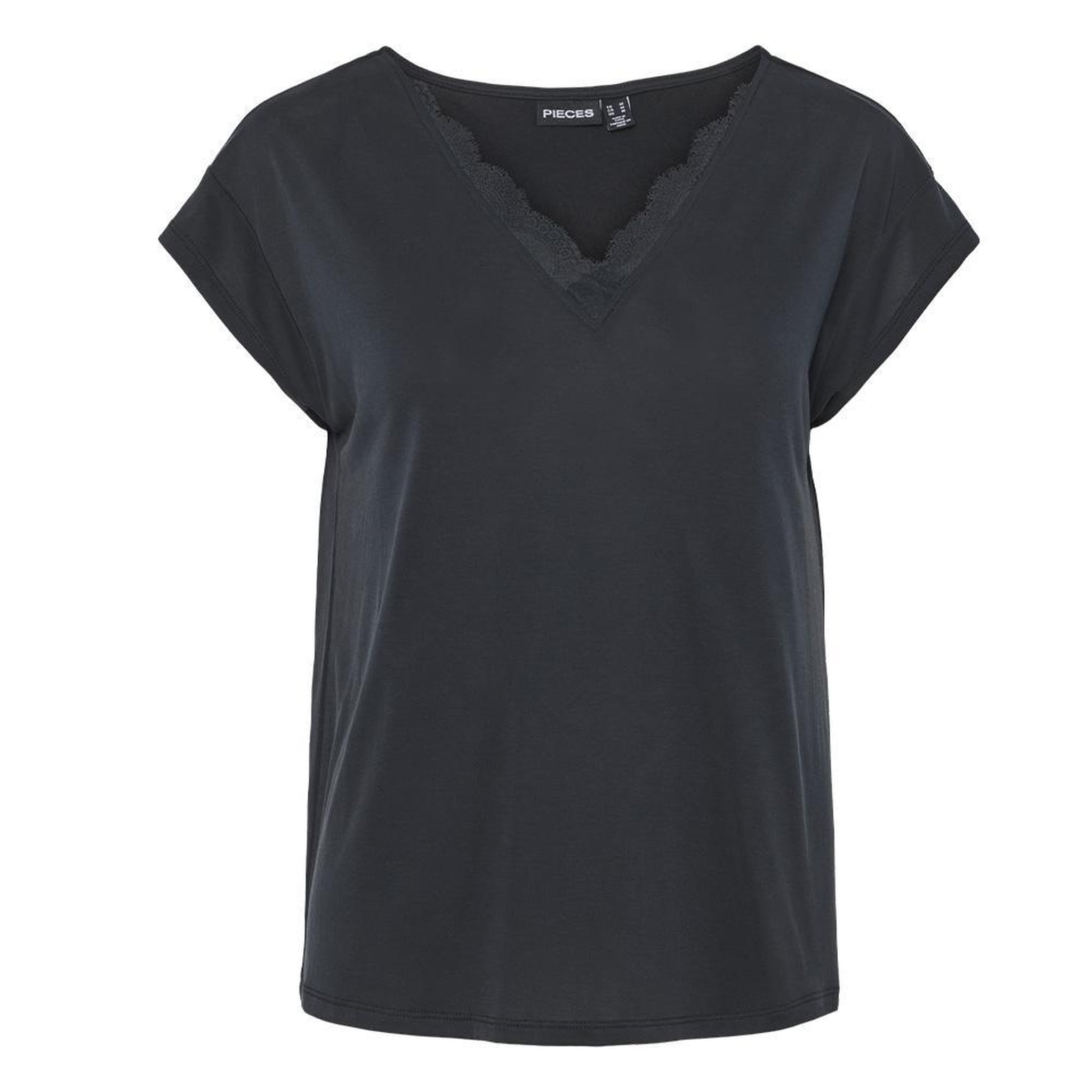 Pieces T-Shirt Noir Femme Pieces Kamala. Coloris disponibles : Noir