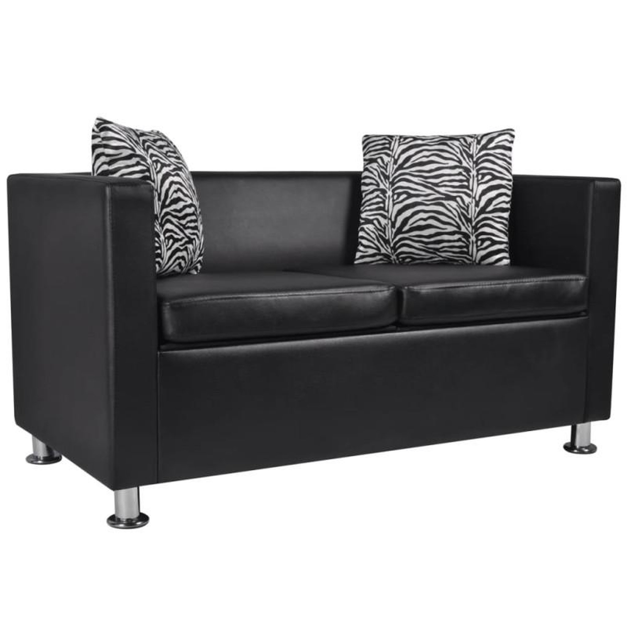 VIDAXL Canapé à 2 places Cuir synthétique Noir