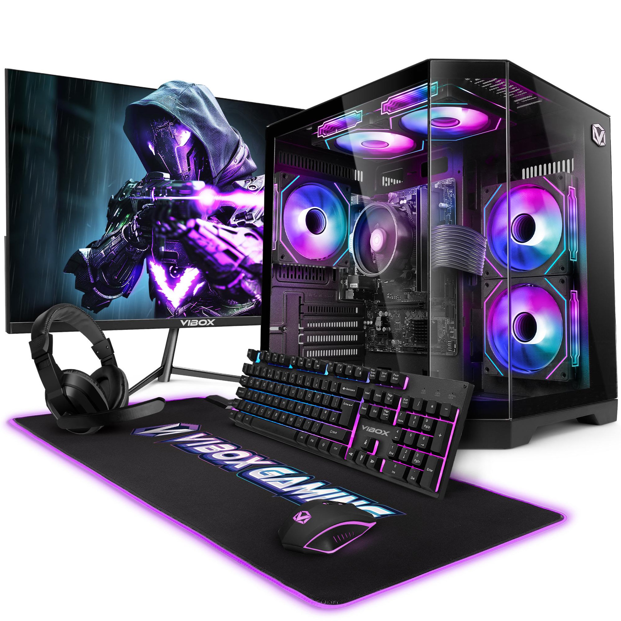 VIBOX PC Gamer Complet - Ryzen 3 3200G, Graphiques intégrés, 16 Go RAM, 500 Go SSD, Linux, WiFi