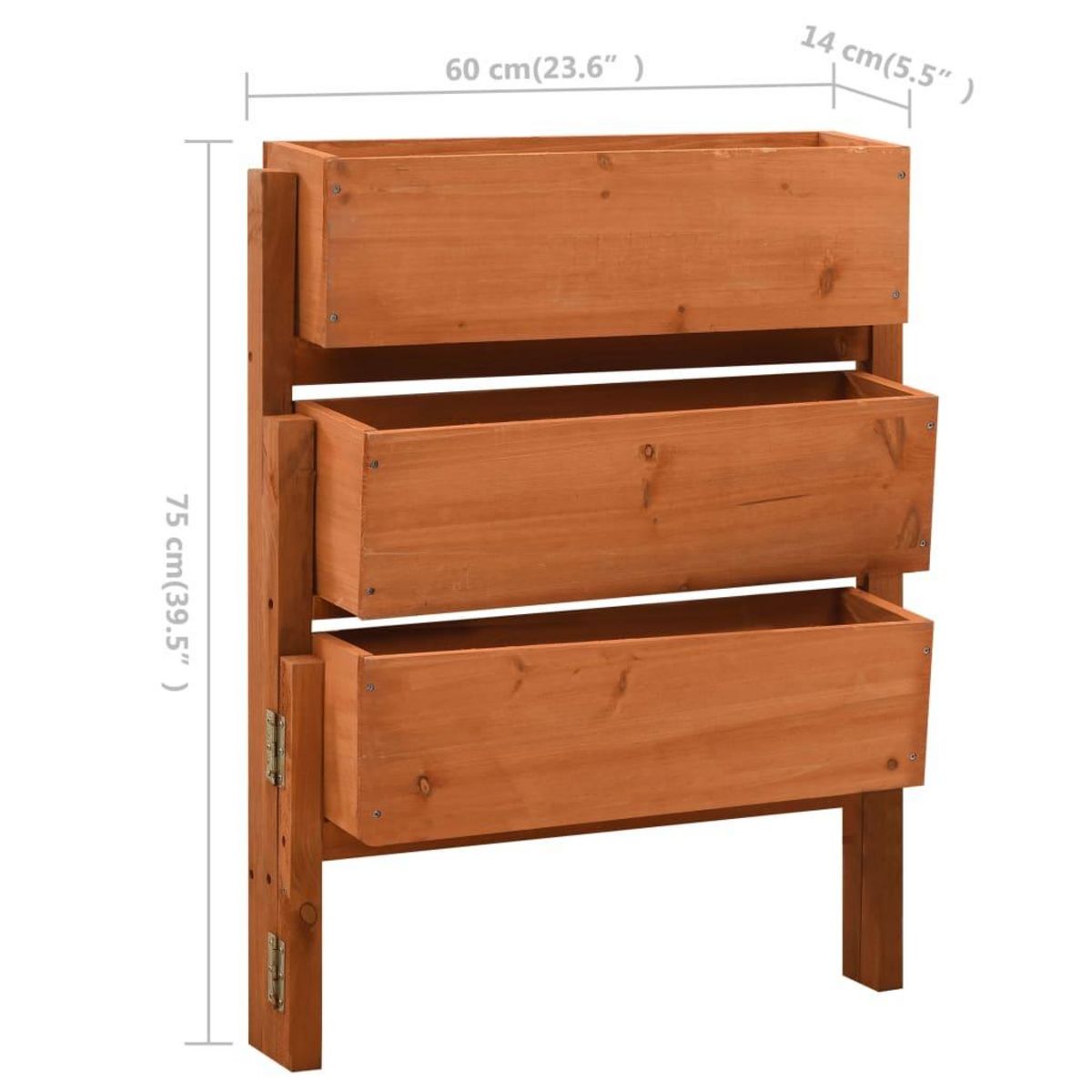 VIDAXL Jardiniere pliable de jardin Orange 60x14x75 cm Bois de sapin