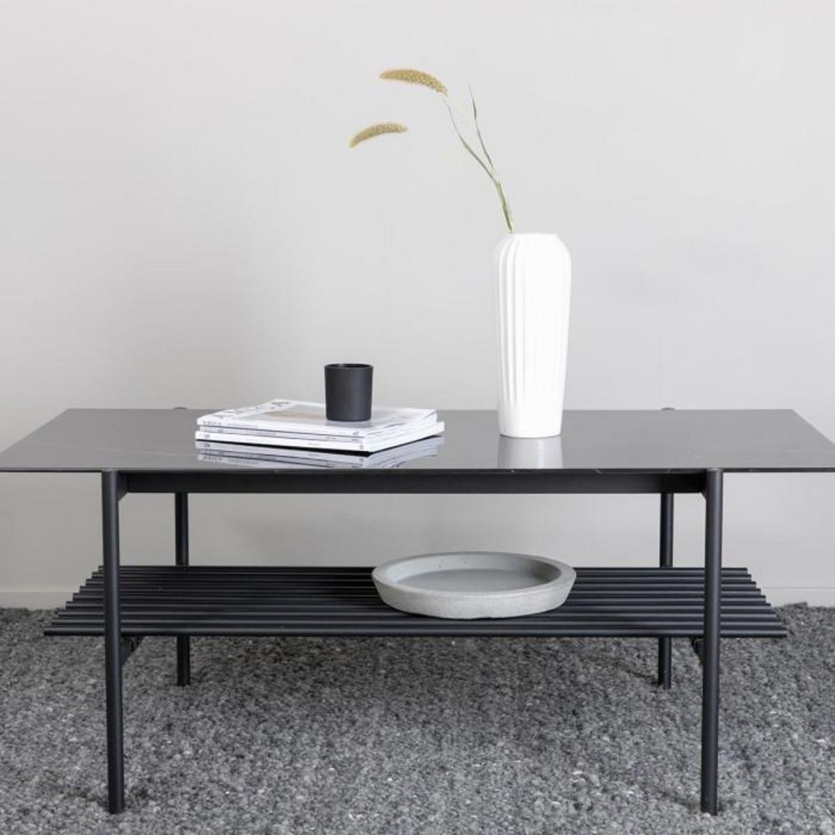 Paris Prix Table Basse en Verre  Von Staf  120cm Noir Marbre