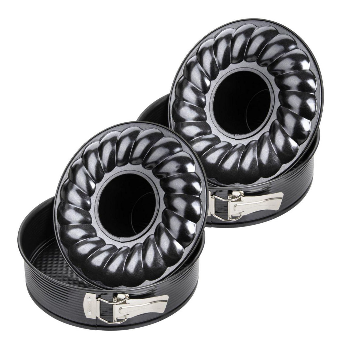 ZENKER Ensemble de 2 Moules à manqué et à savarin double fond 24 cm Zenker Black Metallic