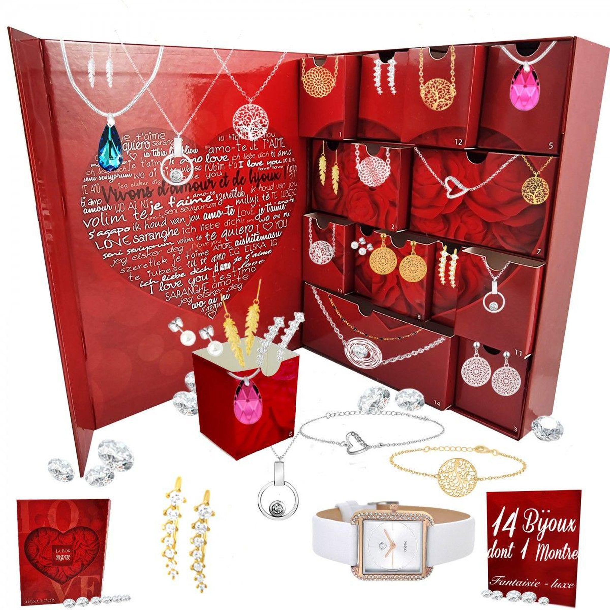 Voir la diapositive 1 : SC CRYSTAL Calendrier de l'avent SC Crystal - 13 bijoux et 1 montre
