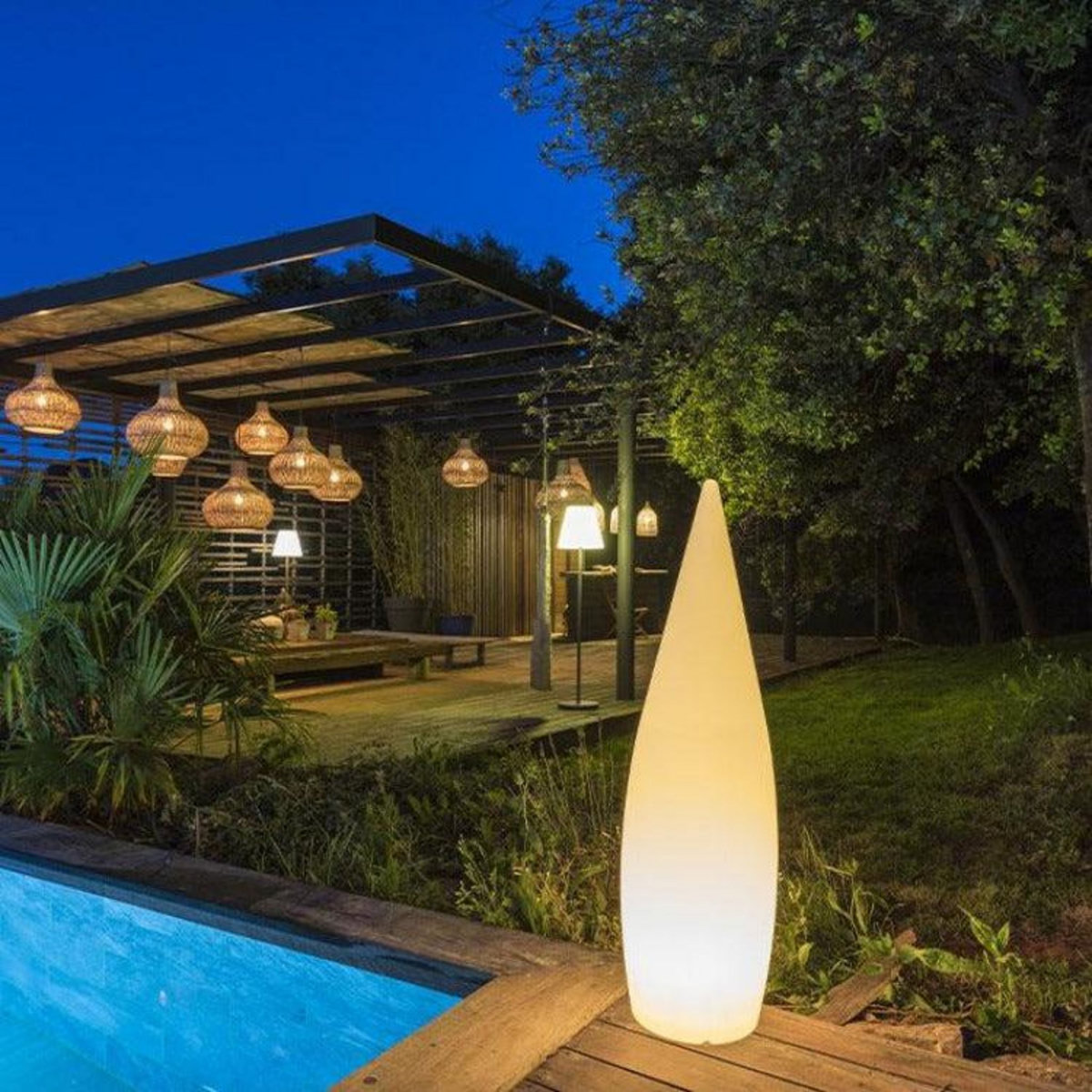 Lumisky Lampadaire extérieur sans fil CLASSY Blanc Polypropylène H120CM