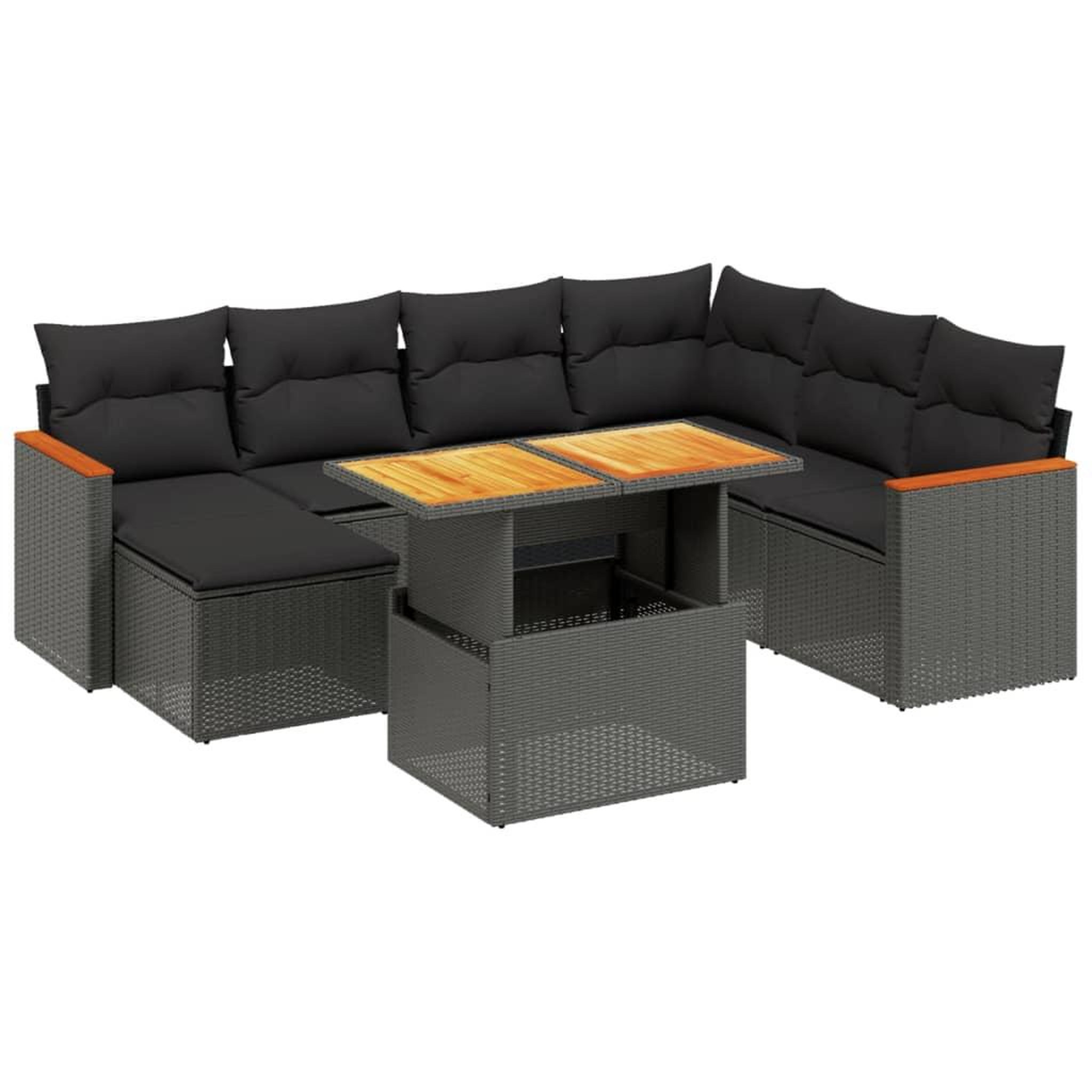 Voir la diapositive 2 : VIDAXL Salon de jardin 8 pcs avec coussins noir resine tressee