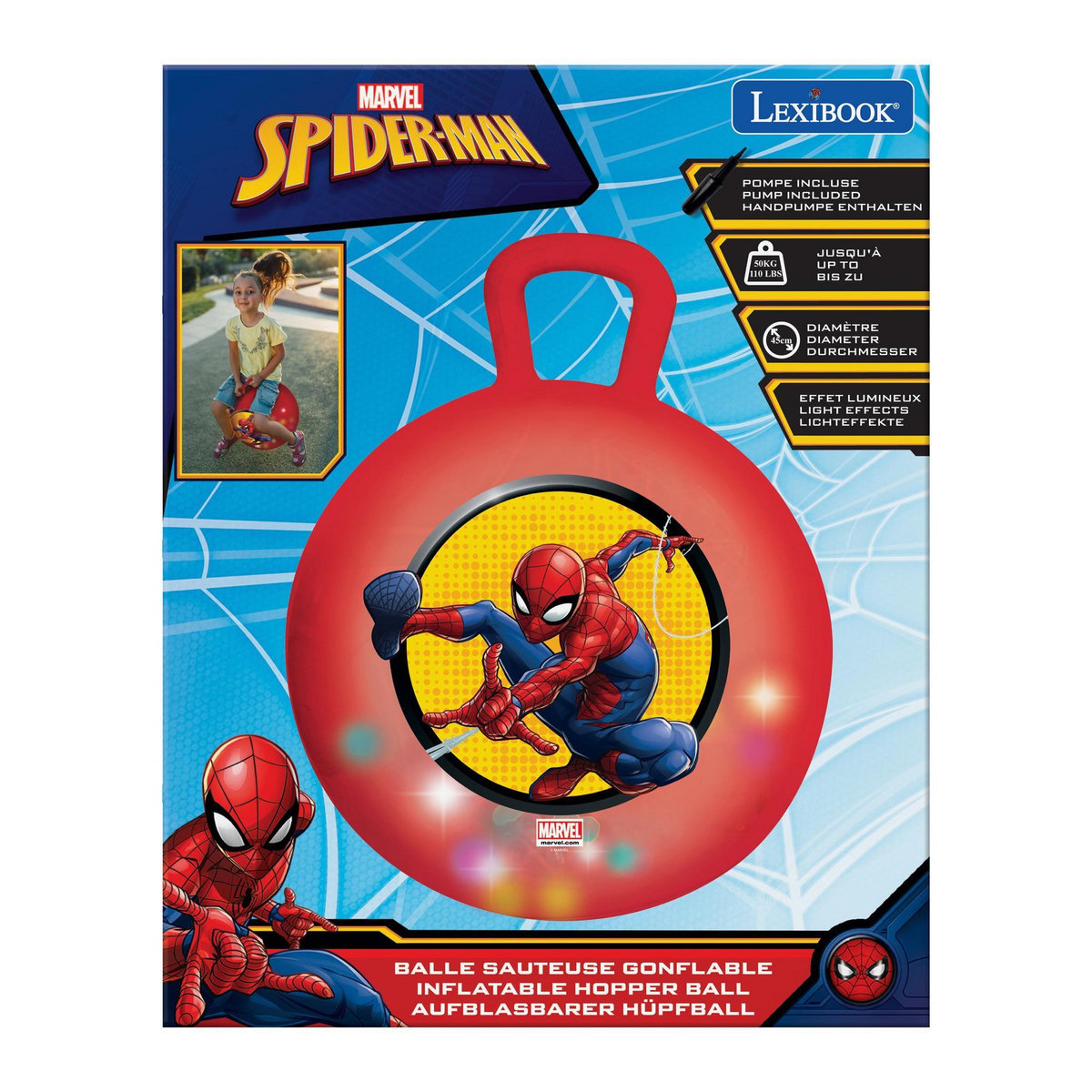 Lexibook Balle Sauteuse Gonflable Spiderman 45cm