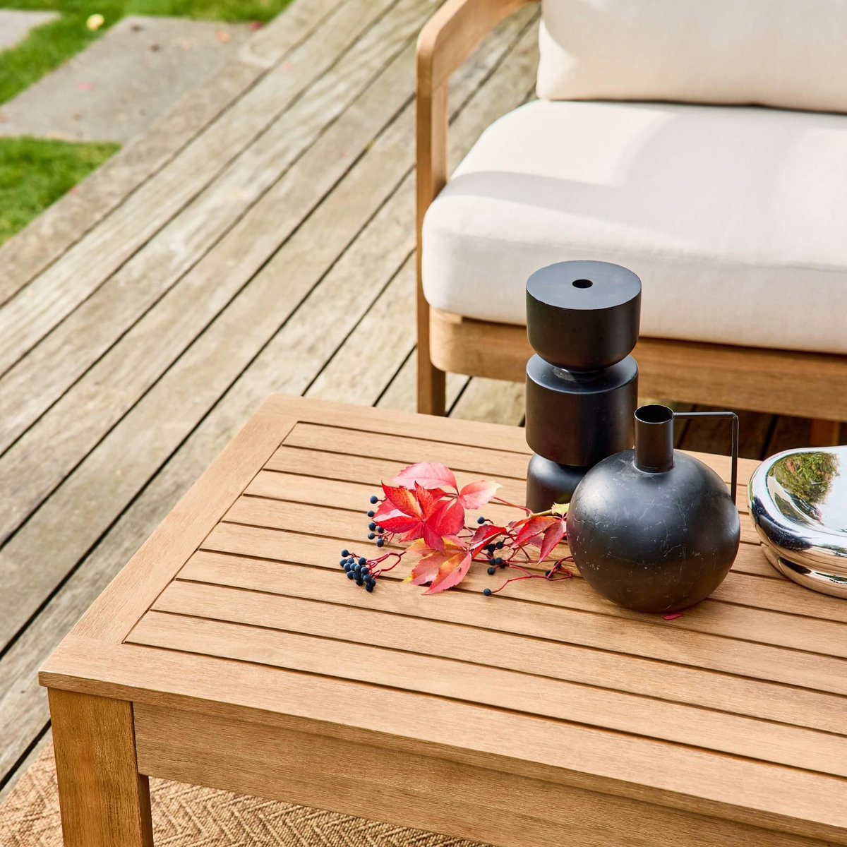 SWEEEK Salon de jardin bois d'acacia 4 places naturel - Miyana