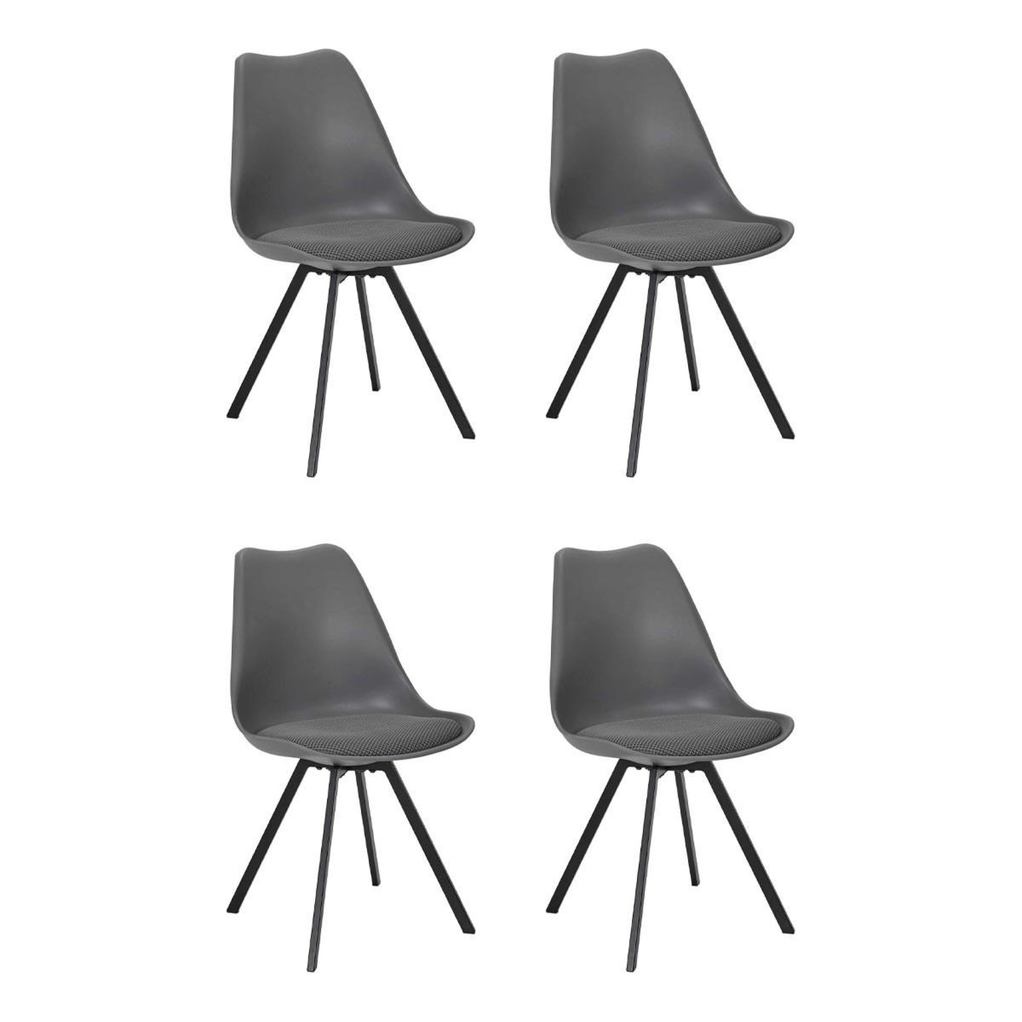 The Home Deco Factory Lot de 4 chaises avec coussin  atome  82cm gris