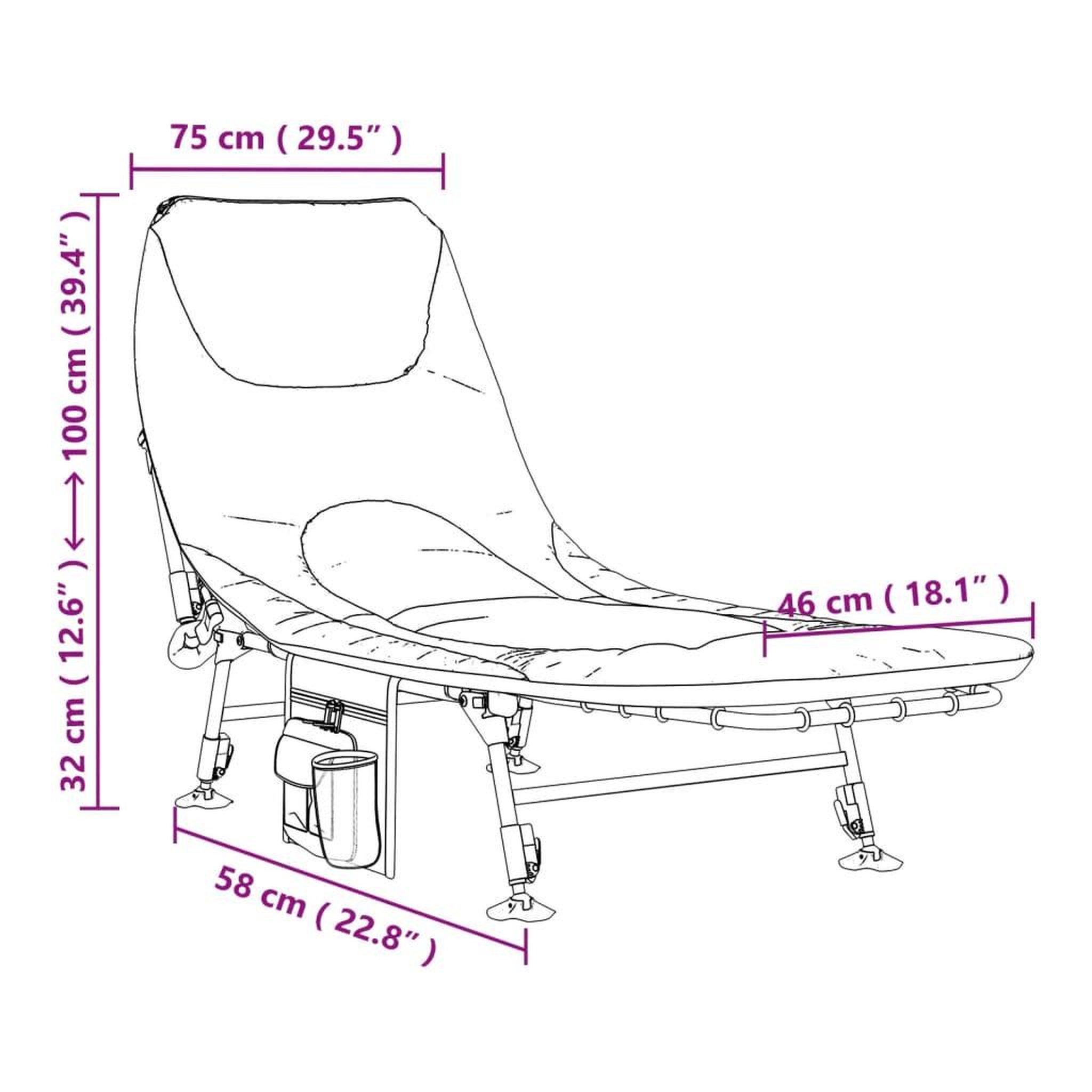 Voir la diapositive 6 : VIDAXL Lit de peche avec pieds a boue reglables pliable camouflage