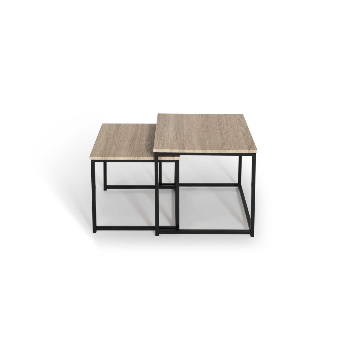 Lot de 2 tables basses gigognes plateau bois HOUSTON