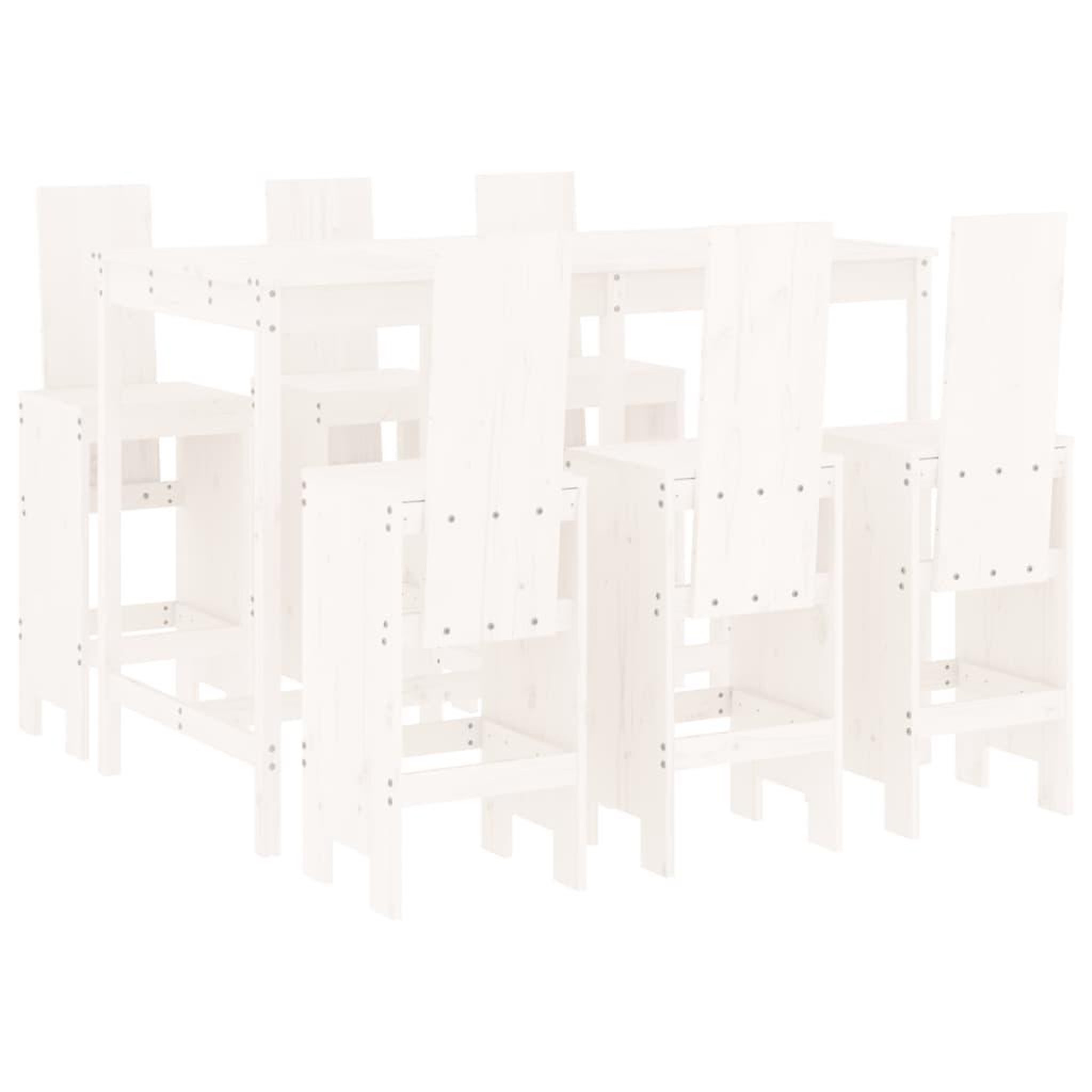 Voir la diapositive 2 : VIDAXL Ensemble de bar de jardin 7 pcs blanc bois de pin massif
