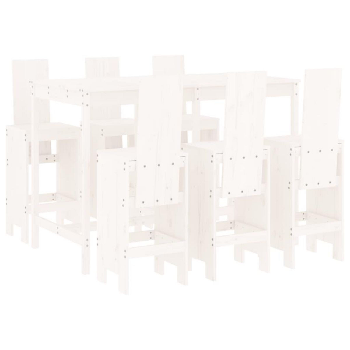 VIDAXL Ensemble de bar de jardin 7 pcs blanc bois de pin massif