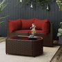 Voir la diapositive 1 : VIDAXL Salon de jardin 3 pcs avec coussins marron resine tressee