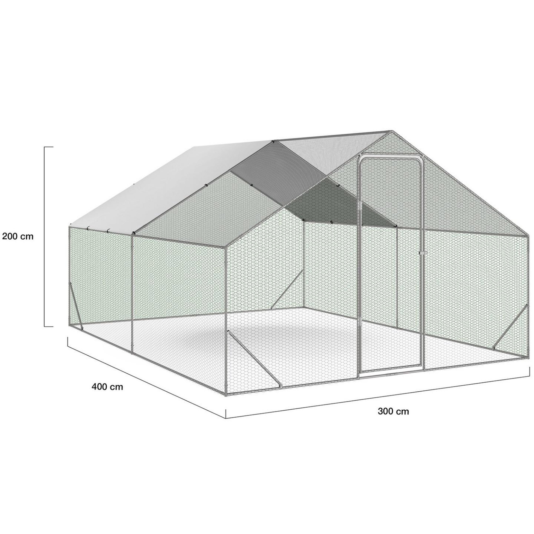Voir la diapositive 3 : ID MARKET Enclos poulailler 12 m² parc grillagé 4x3 m acier galvanisé