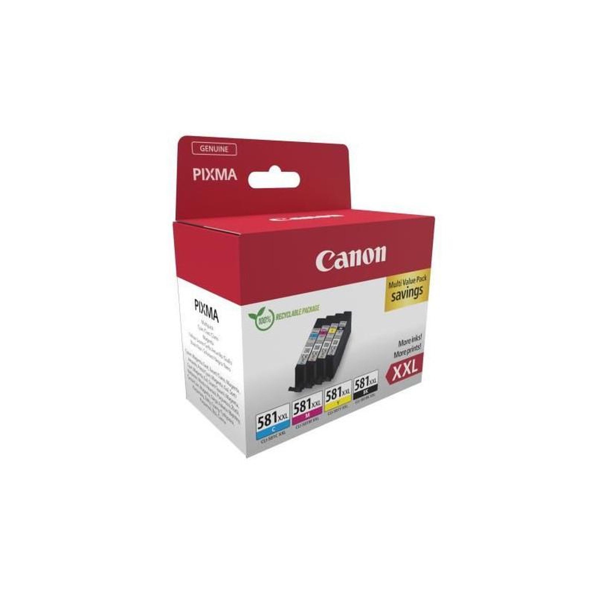 Voir la diapositive 2 : Canon Cartouches d'encre CANON CLI-581XXL Noir/Cyan/Magenta/Jaune - Multipack 4 couleurs