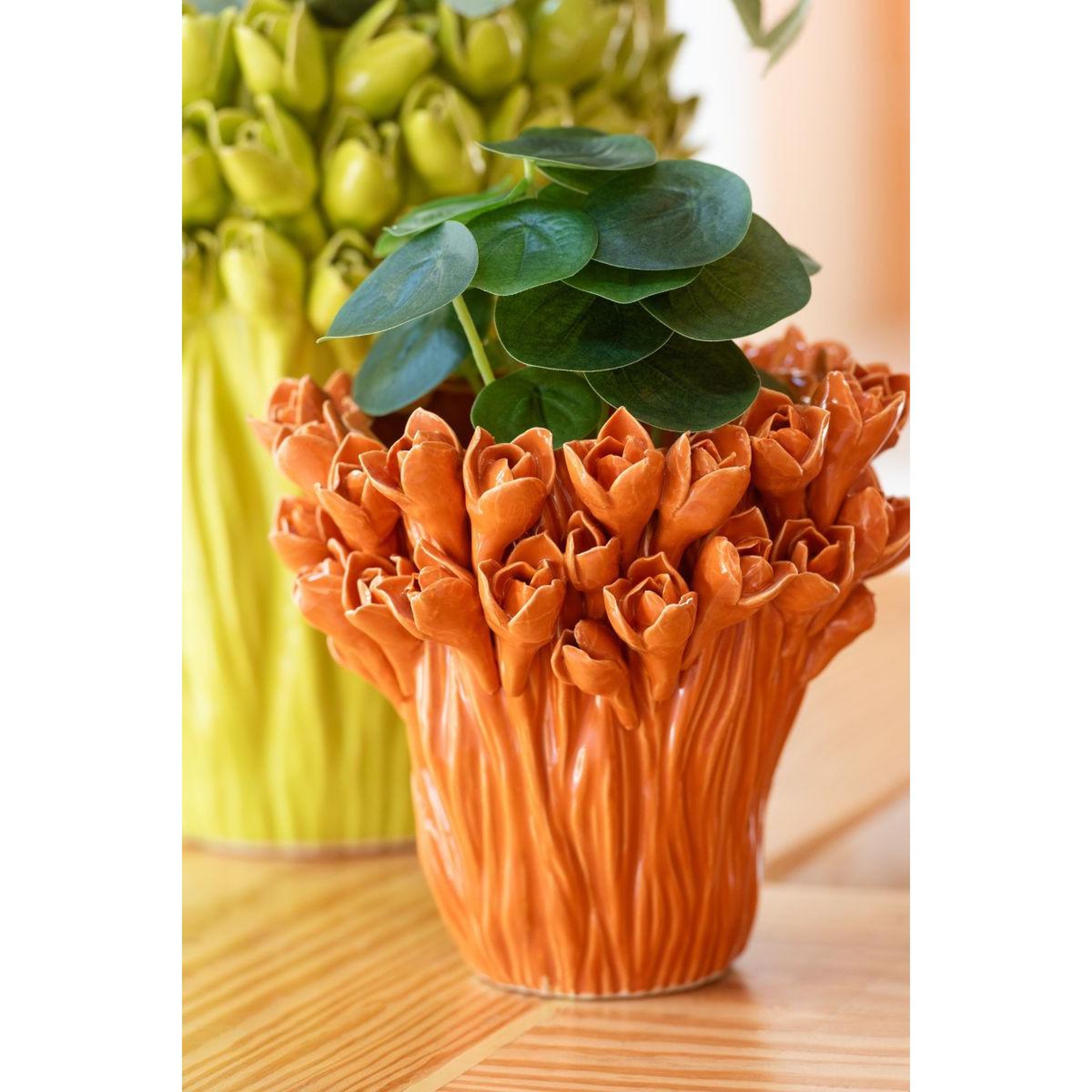 Voir la diapositive 3 : J-LINE Vase déco en grès  ambrosia  29cm orange