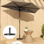 Voir la diapositive 2 : OUTSUNNY Pied de parasol base de lestage parasol demi-cercle 49 x 31x 33 cm poids net 9 Kg résine métal noir