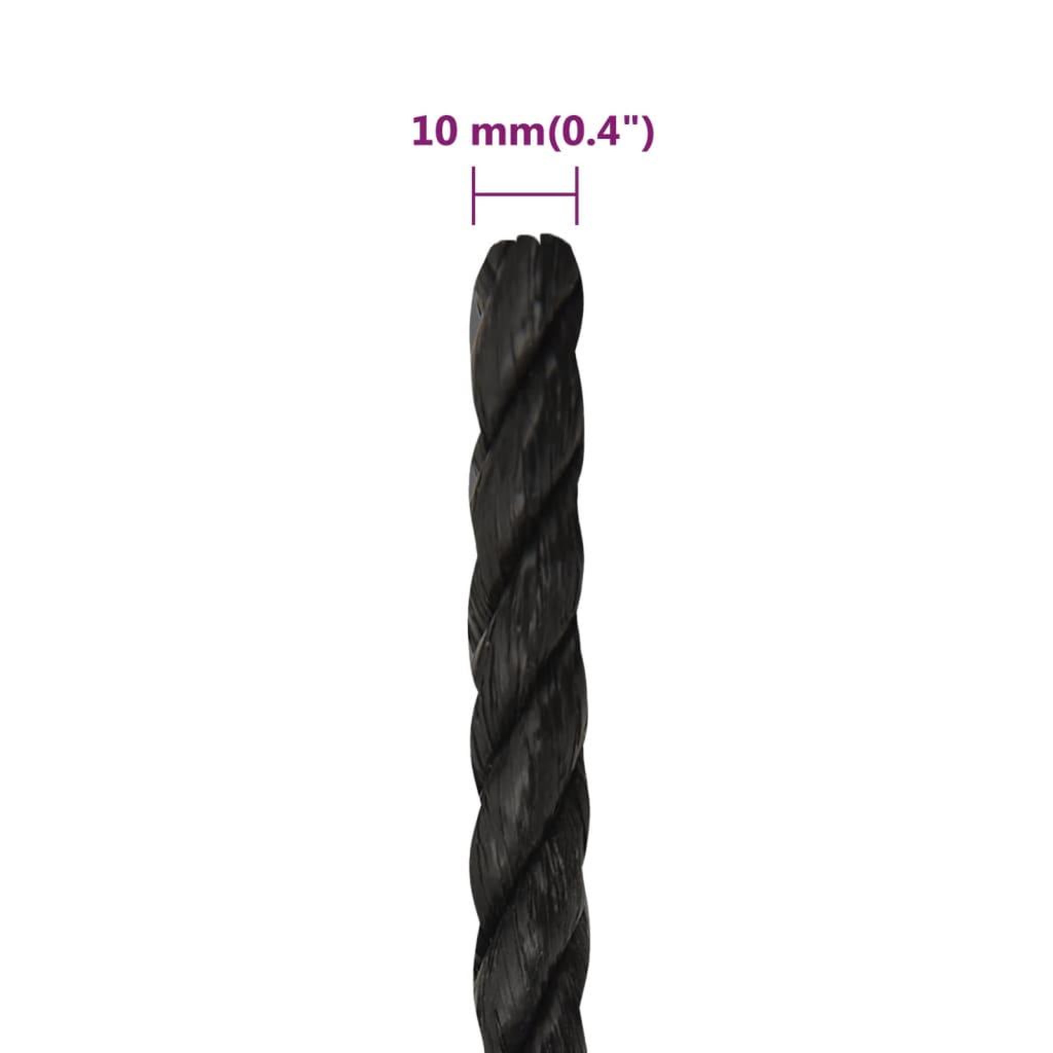 Voir la diapositive 6 : VIDAXL Corde de travail Noir 10 mm 250 m polypropylene