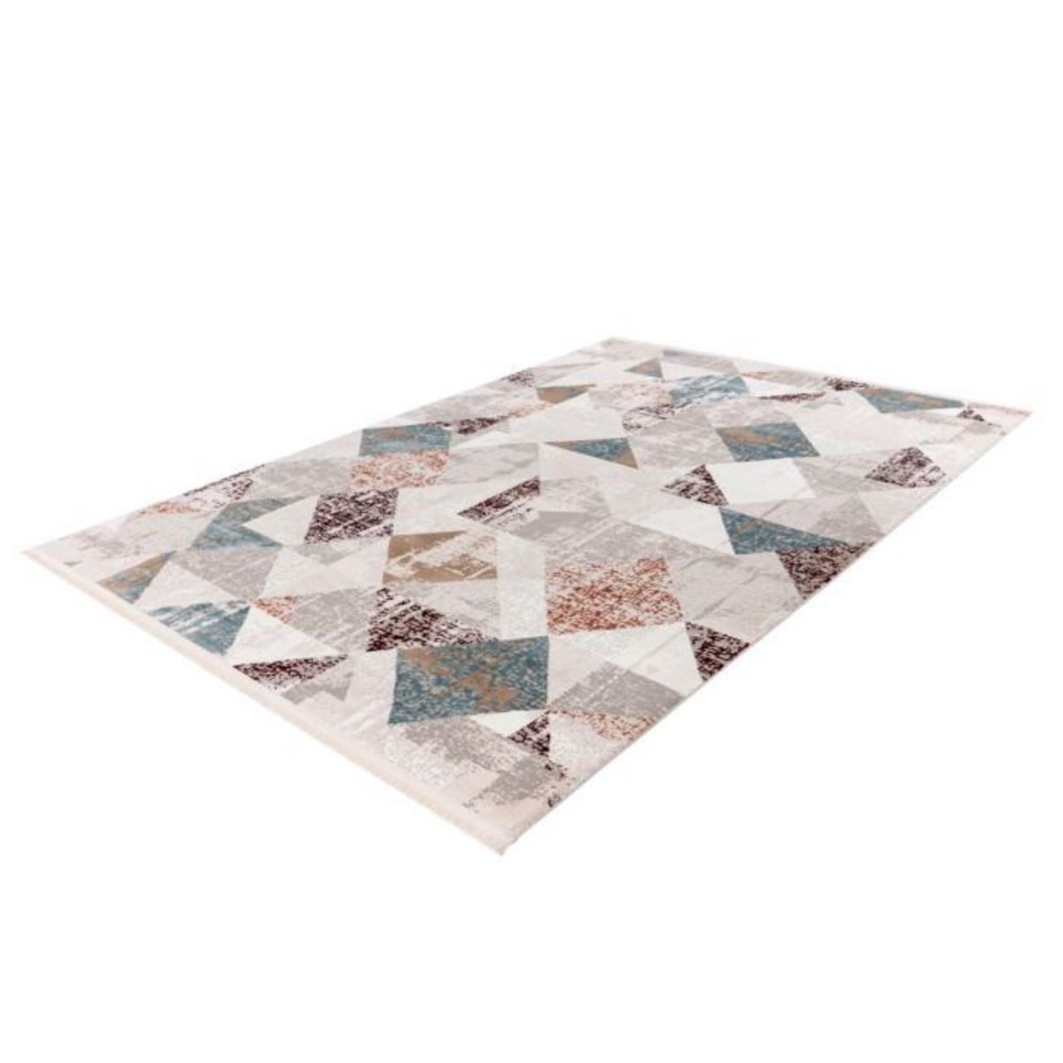 Paris Prix Tapis Géométrique à Franges  Akropolis II  Gris & Rose