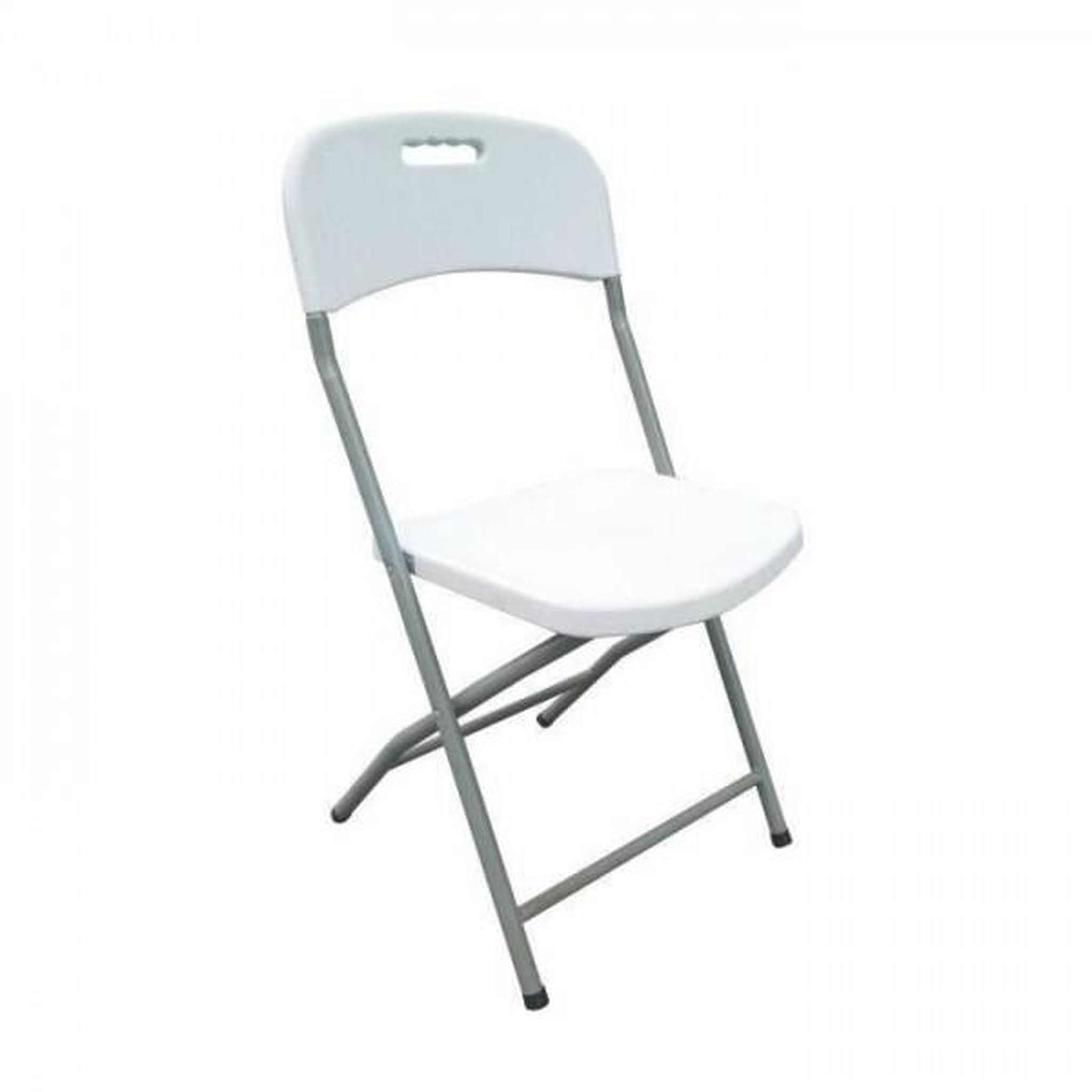 Voir la diapositive 5 : MARKET24 Lot de 2 chaises de jardin pliantes pour réception - 42 x 42 x 87 cm - Structure grise - Assise blanche