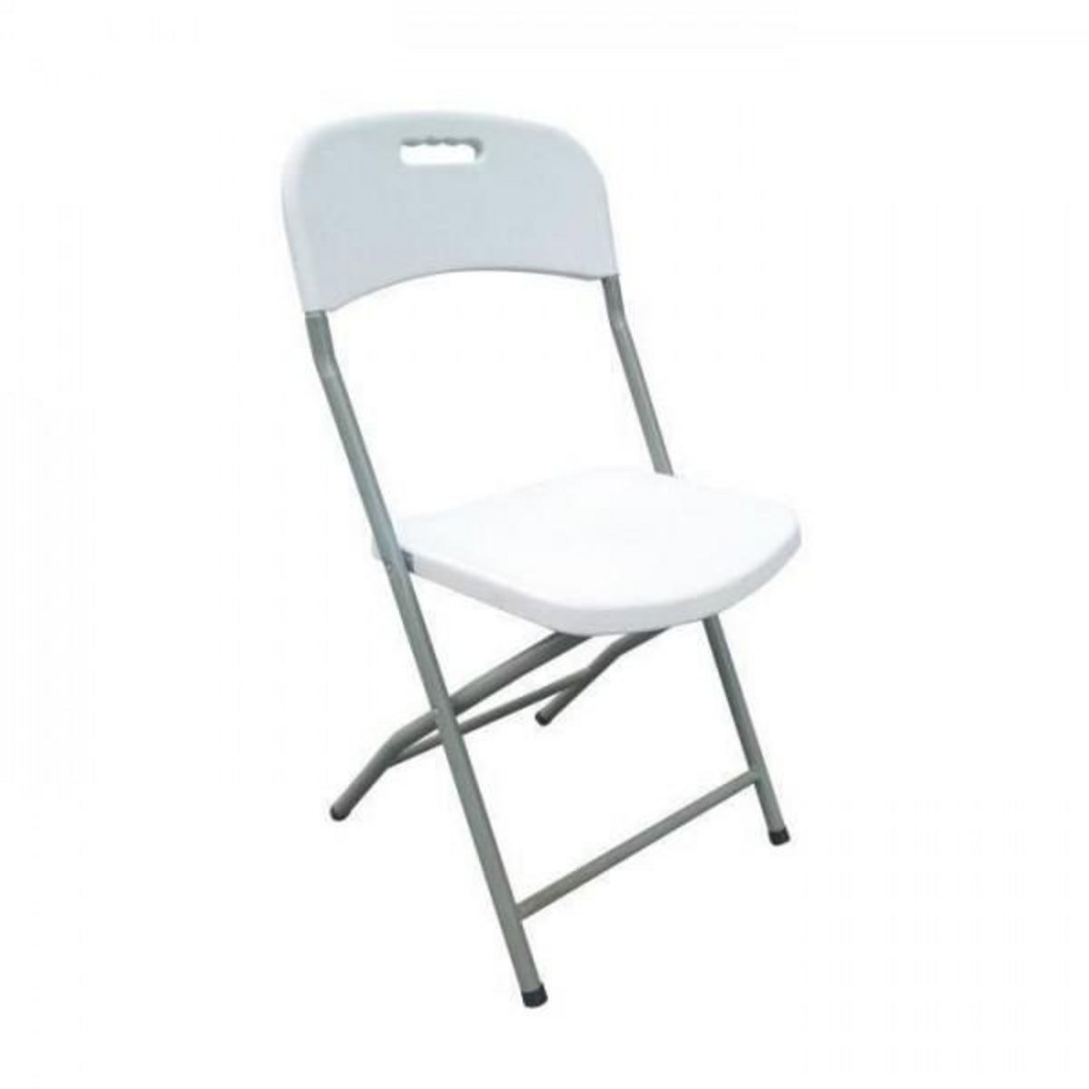 MARKET24 Lot de 2 chaises de jardin pliantes pour réception - 42 x 42 x 87 cm - Structure grise - Assise blanche
