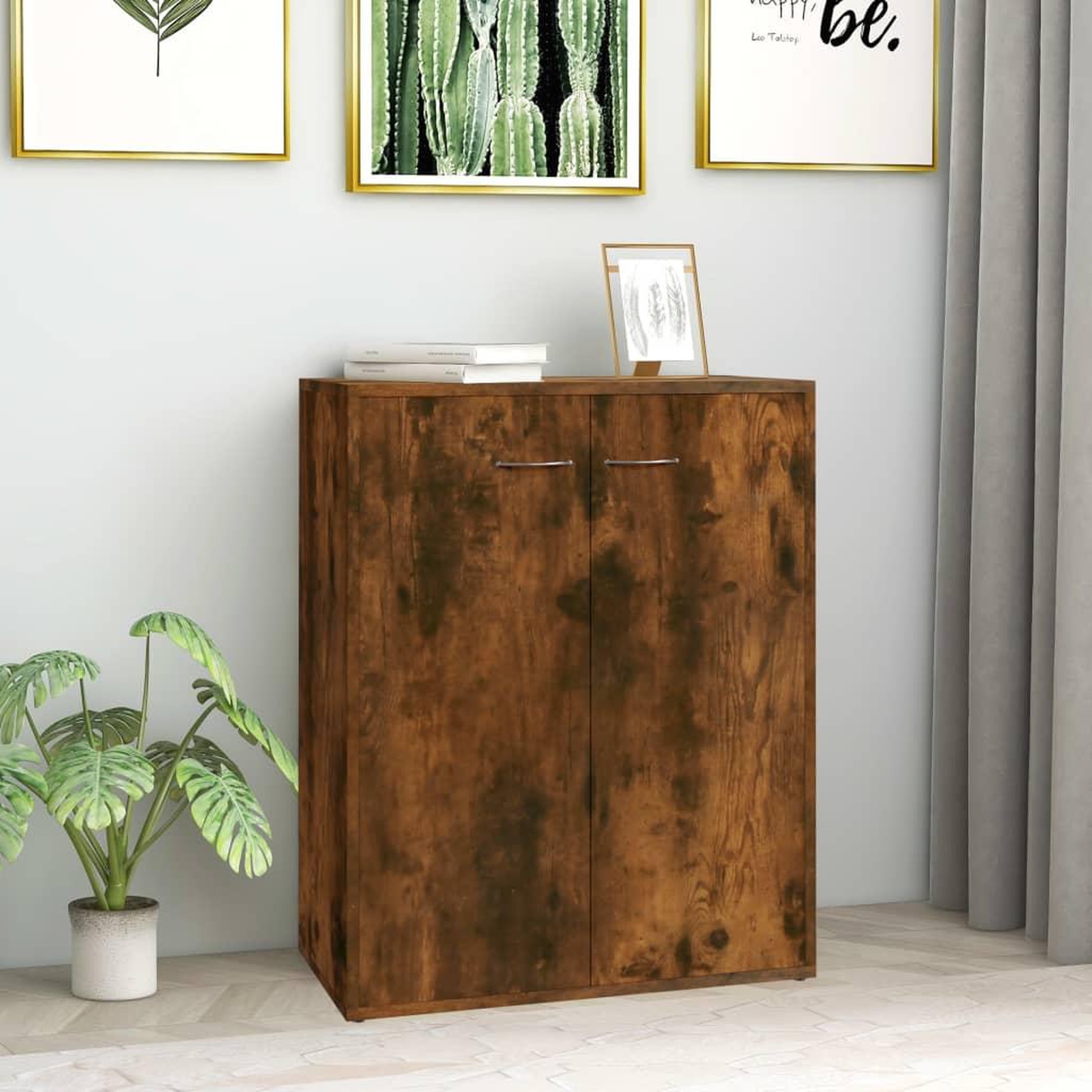 Voir la diapositive 1 : VIDAXL Buffet Chene fume 60x30x75 cm Bois d'ingenierie