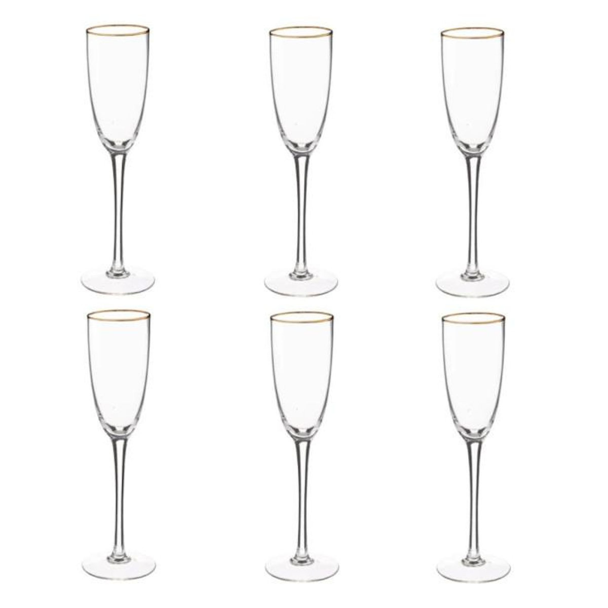 SECRET DE GOURMET Lot de 6 Flûtes à Champagne  Ava  25cl Transparent